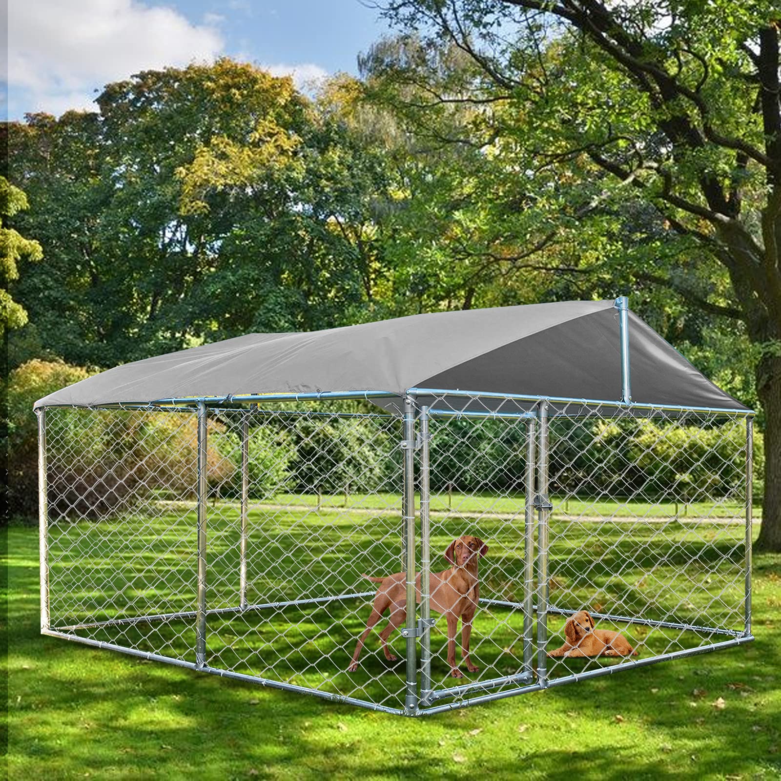 Waterproof Outdoor Dog Kennel with Roof - Large Dog Enclosure for Backyard, Yard & Garden - Durable Pet Cage with Weather-Resistant Cover - Perfect for Dog Training, Exercise & Outdoor Playtime