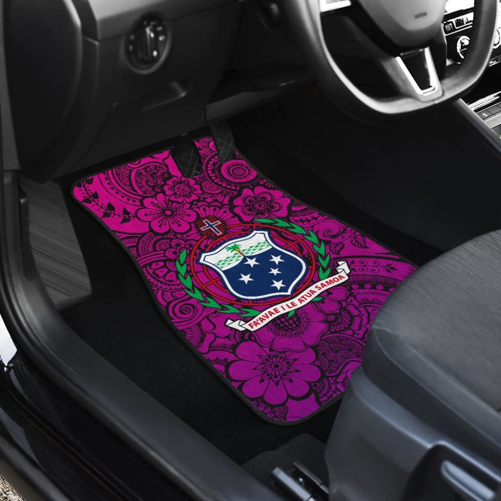 Premium American Samoa Car Floor Mats - Non-Slip Polynesian Hibiscus Design (211904) - Perfect for SUVs, Trucks & Sedans - All-Weather Protection & Easy Cleaning