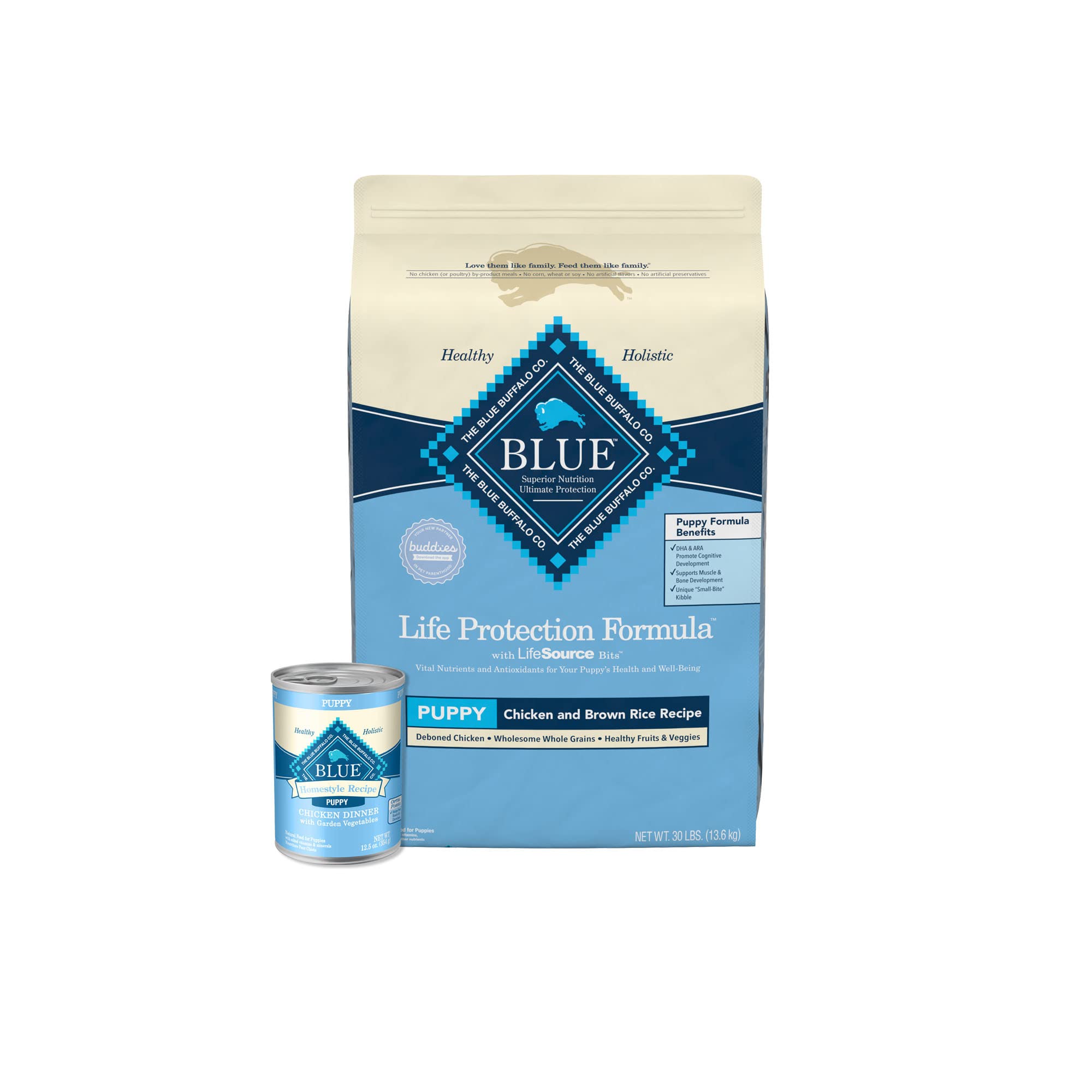 Blue Buffalo Life Protection Formula Natural Puppy Dry Dog Food - High Protein Grain Free Puppy Food for Small & Large Breed Dogs - Perfect for Growing Puppies & Active Dogs at Home or Outdoor Adventures