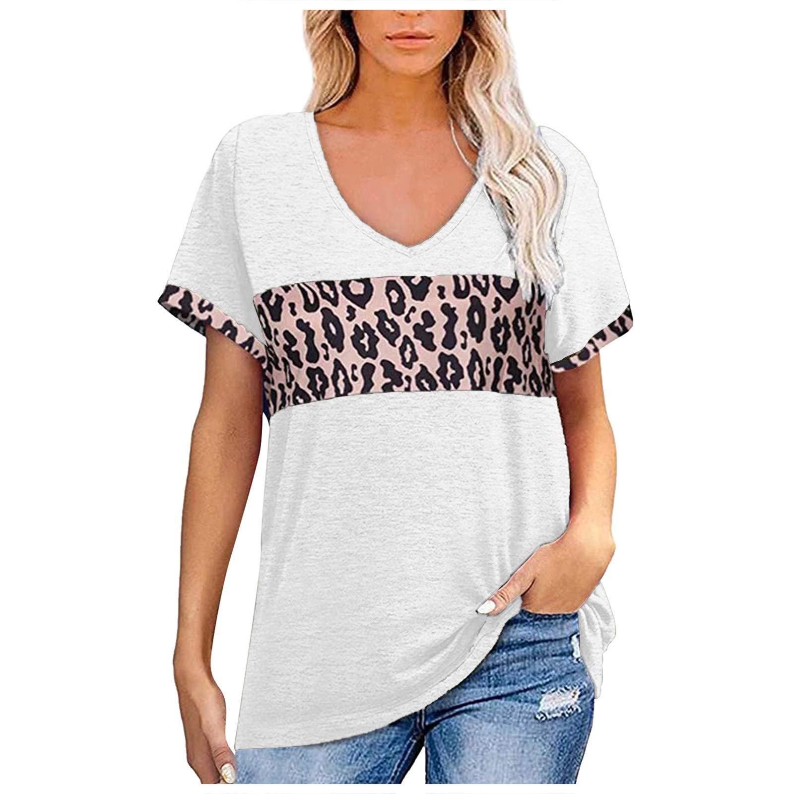 Women's Short Sleeve V-Neck T-Shirt - Loose Fit Casual Summer Top for Girls | Perfect for Beach Outings, Shopping & Everyday Wear