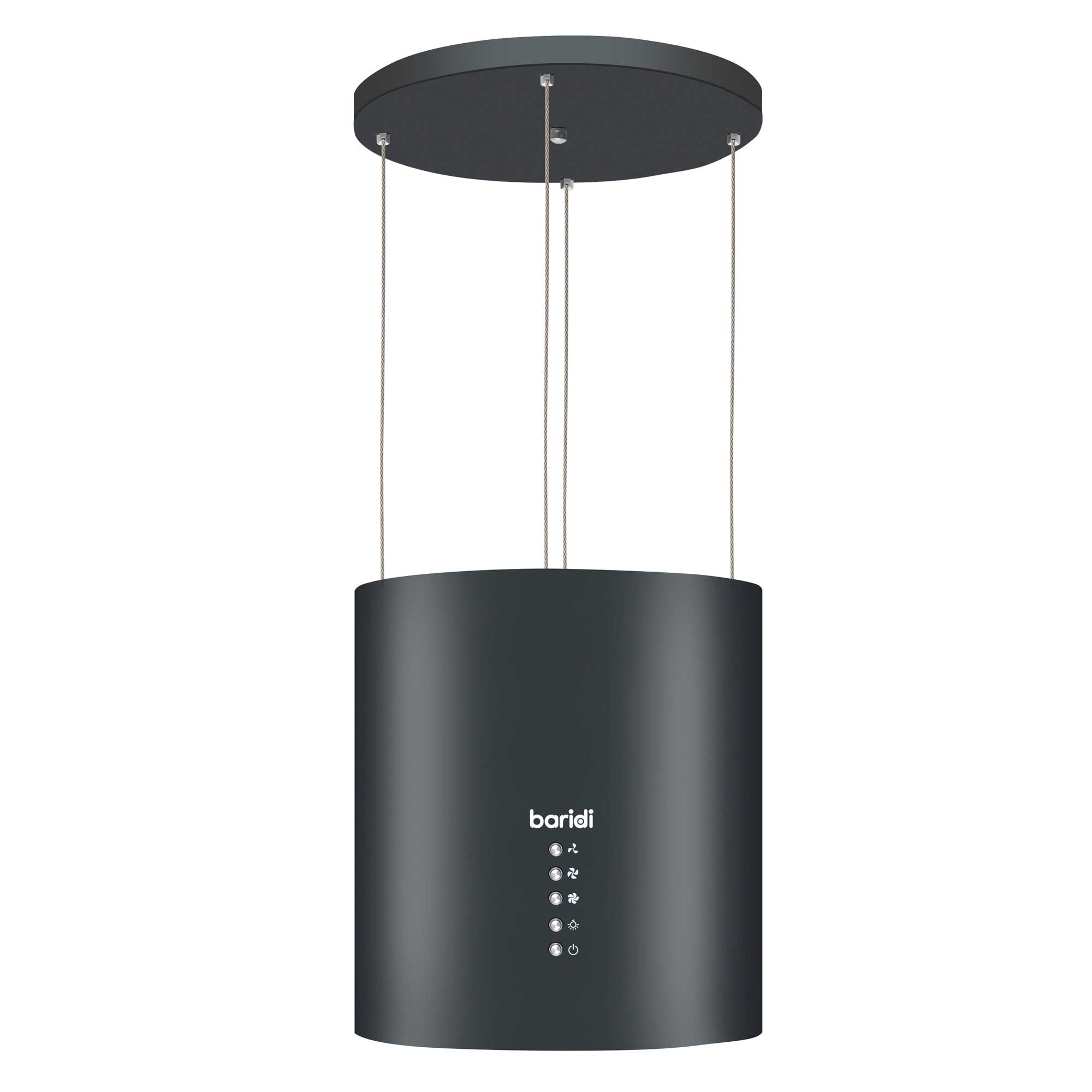 Baridi Island Range Hood - 35cm Pendant Style Kitchen Extractor with 3 Speed Settings - Black (DH219) - Perfect for Modern Open-Concept Kitchens and Restaurant-Style Cooking