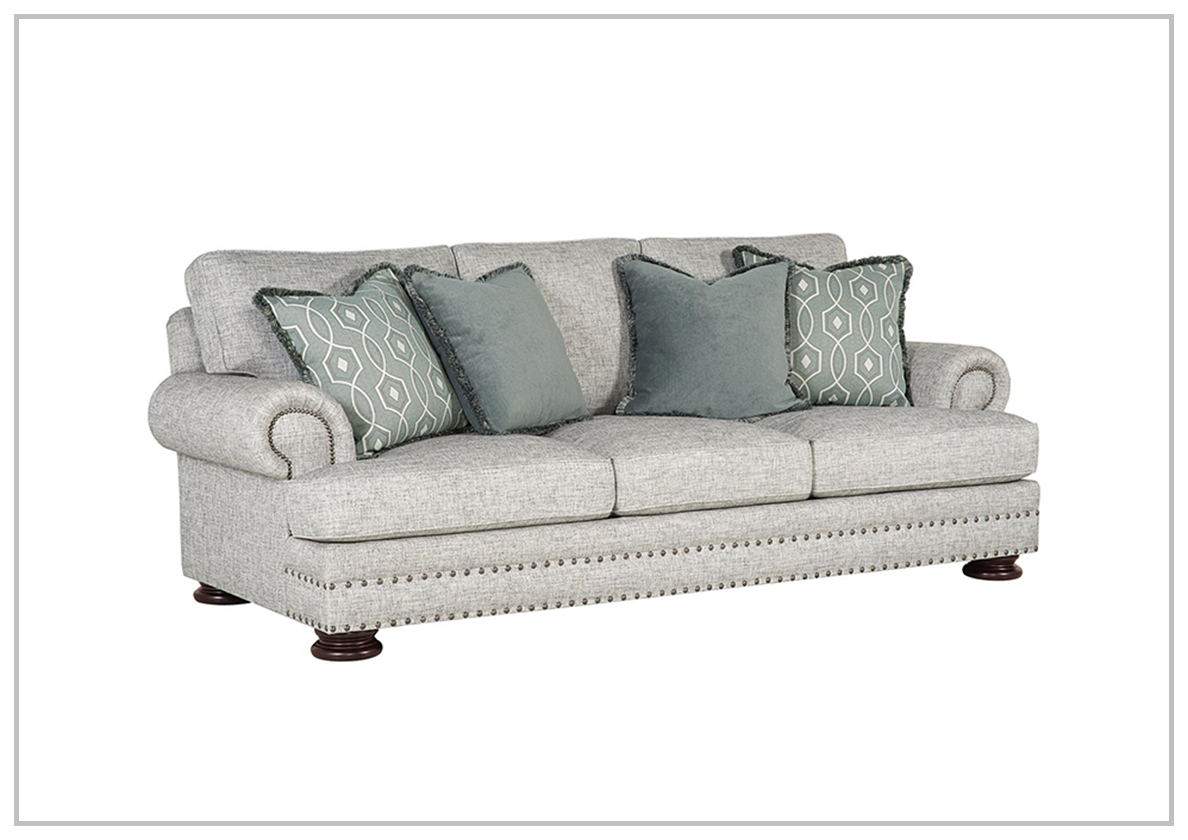 Bernhardt Foster 3-Seater Fabric Sofa with Nailhead Trim - Modern Living Room Furniture for Home Decor & Comfortable Relaxation