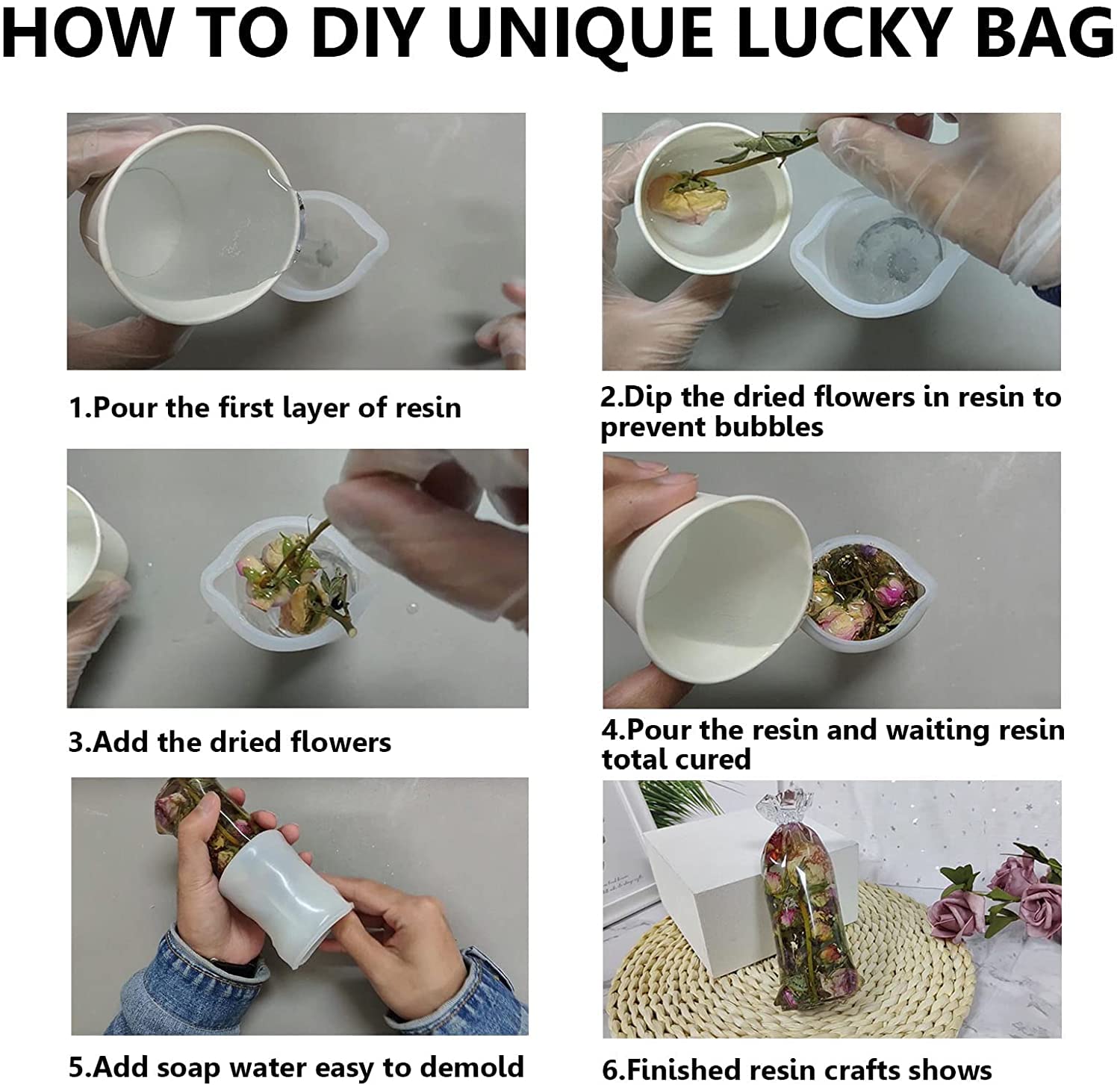 Vilihkc Lucky Bag Resin Molds - Silicone Molds for Resin Casting, DIY Epoxy Craft Molds for Jewelry, Keychains & Home Decor - Perfect for Gifts, Party Favors & Tabletop Decorations