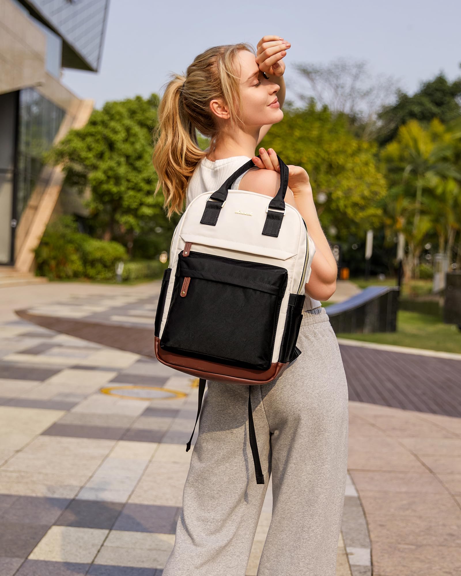 LOVEVOOK 15.6 Inch Anti-Theft Laptop Backpack for Women - Waterproof USB Charging Travel Backpack with Purse Compartment - Perfect for College, School, Work & Travel - Teacher Nurse Commuter Backpack for Daily Use & Business Trips
