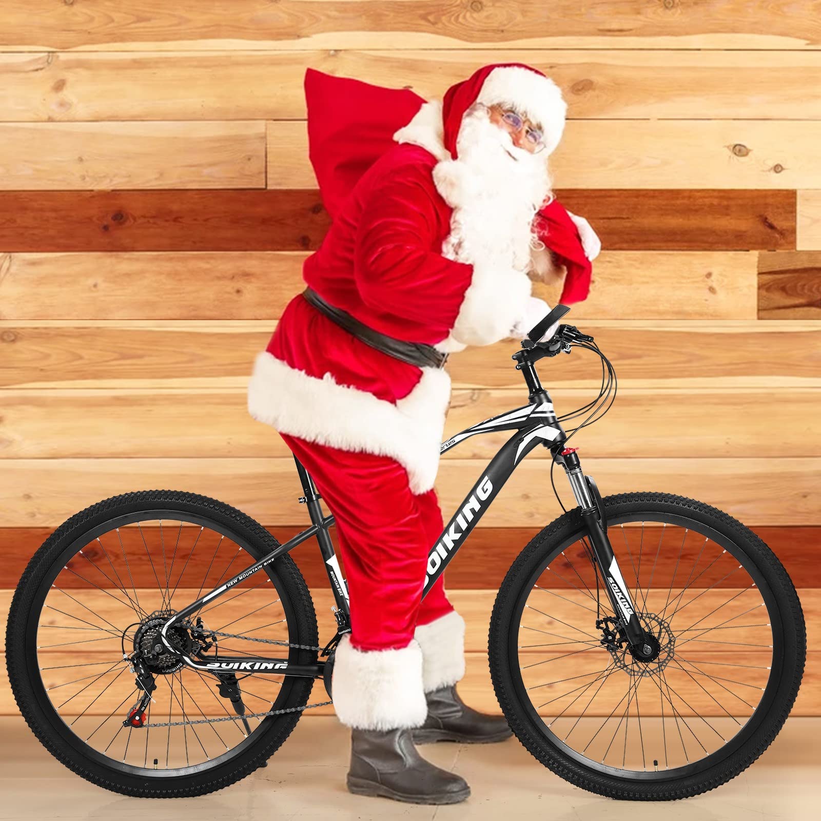 **29-Inch 21-Speed Adult Mountain Bike - High Carbon Steel Frame, Front & Rear Disc Brakes, Bike Horn - Perfect for Trail Riding, Commuting & Outdoor Adventures**