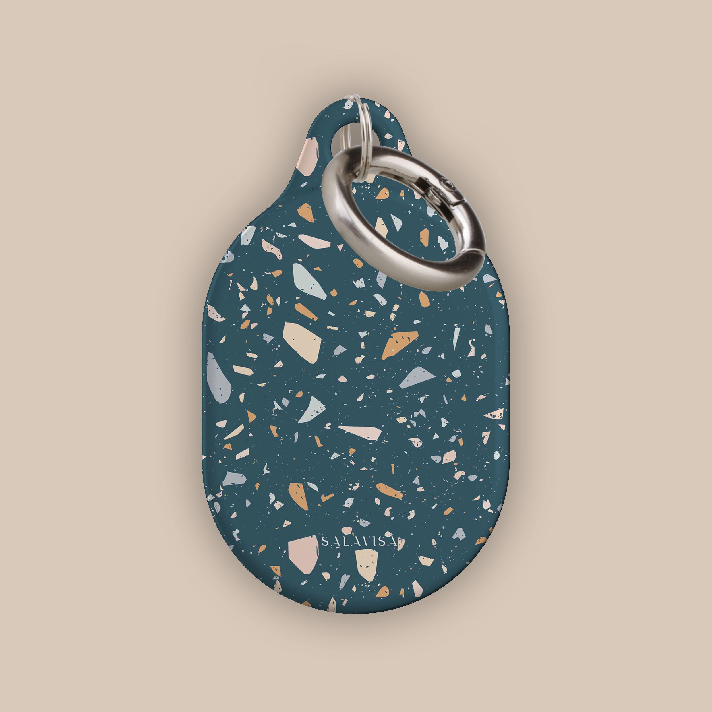 Terrazzo Vanity AirTag Holder - Stylish & Durable Tile Pattern Keychain for Apple AirTag - Perfect for Travel, Luggage, Wallets & Personal Belongings Tracking