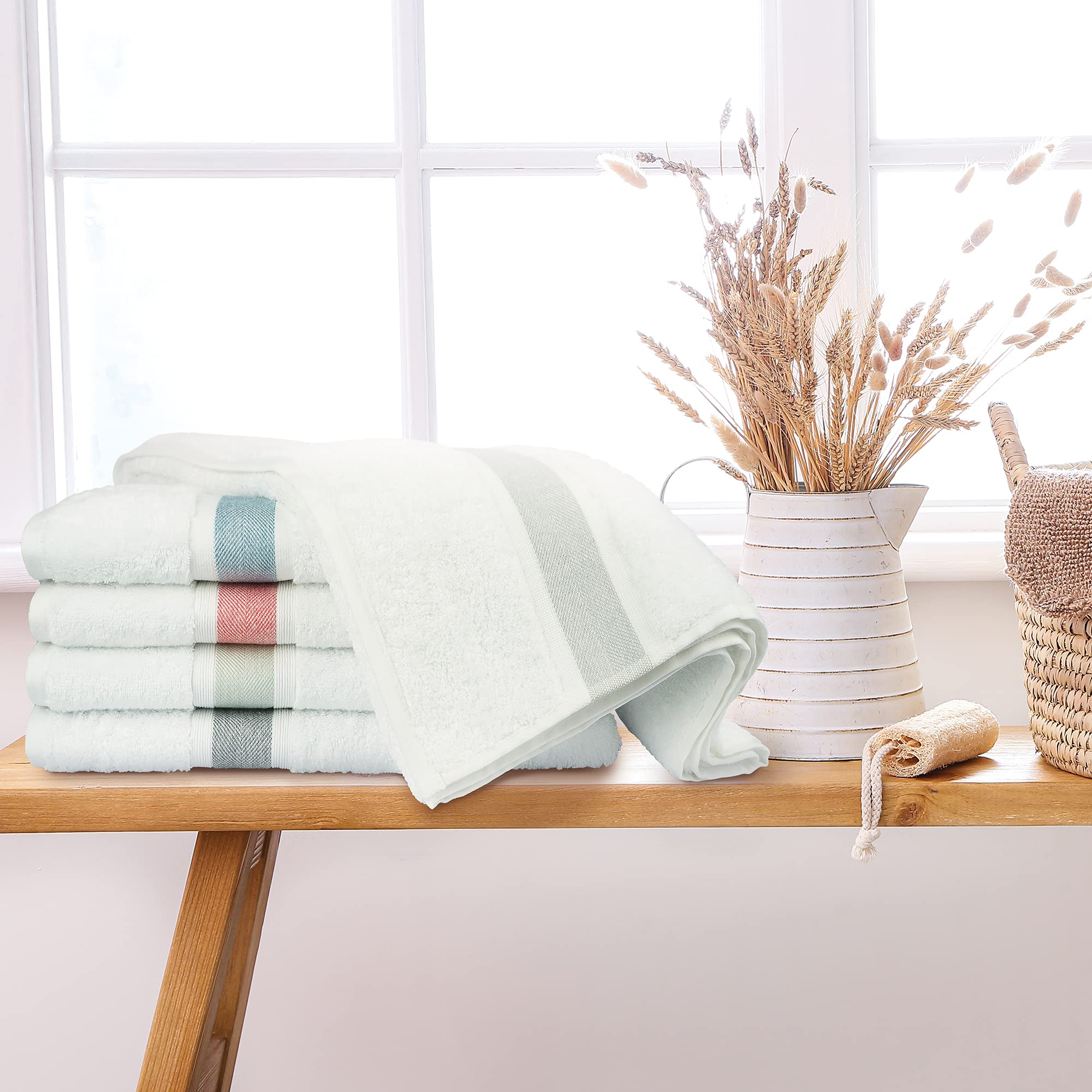 **SUSSEXHOME Hotel-Quality 2-Pack Large Bath Towels - Ultra-Absorbent 100% Natural Cotton Bath Sheets (35
