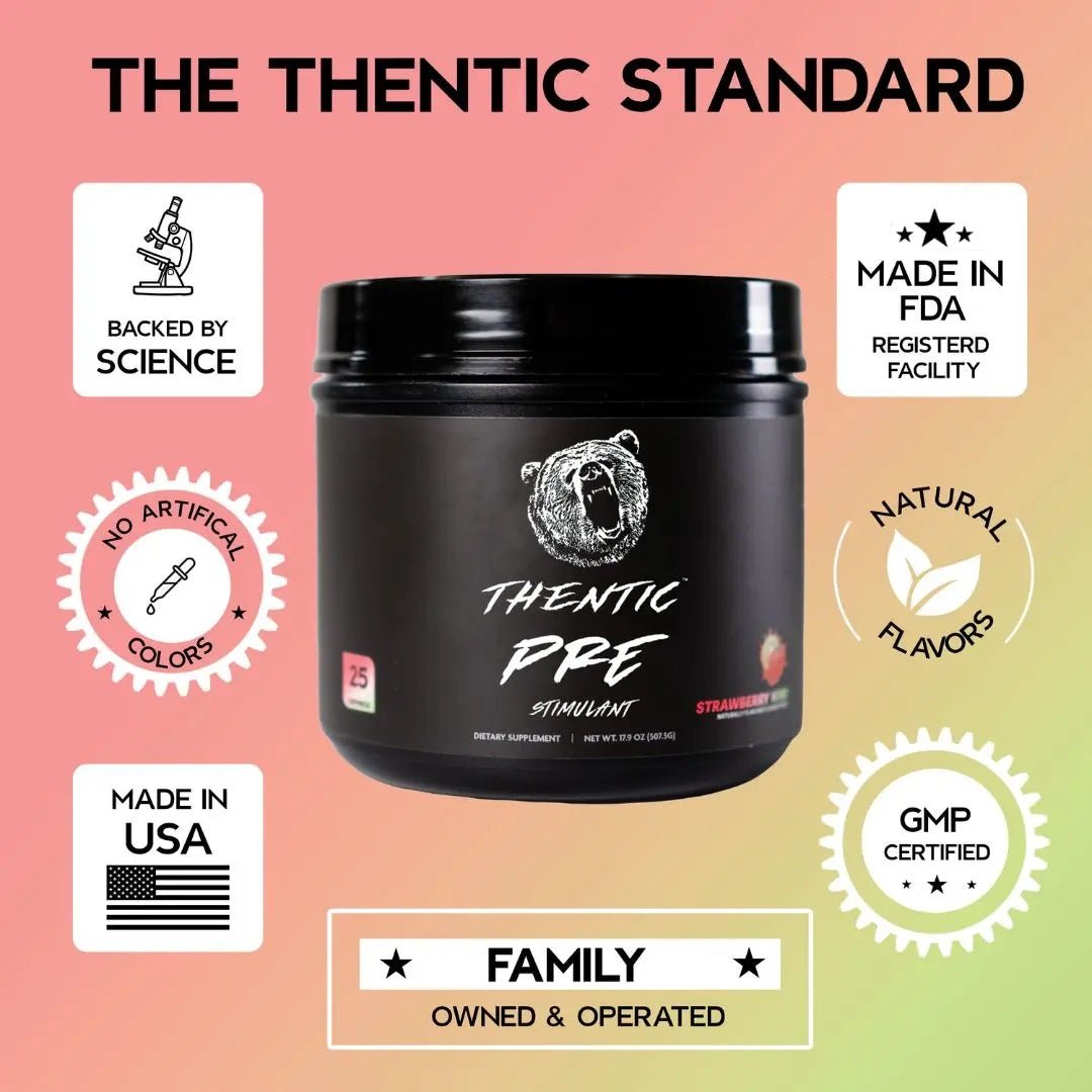 Premium Thentic Pre Workout Supplement for Energy & Focus - Boost Performance for Gym, Running & Fitness Training