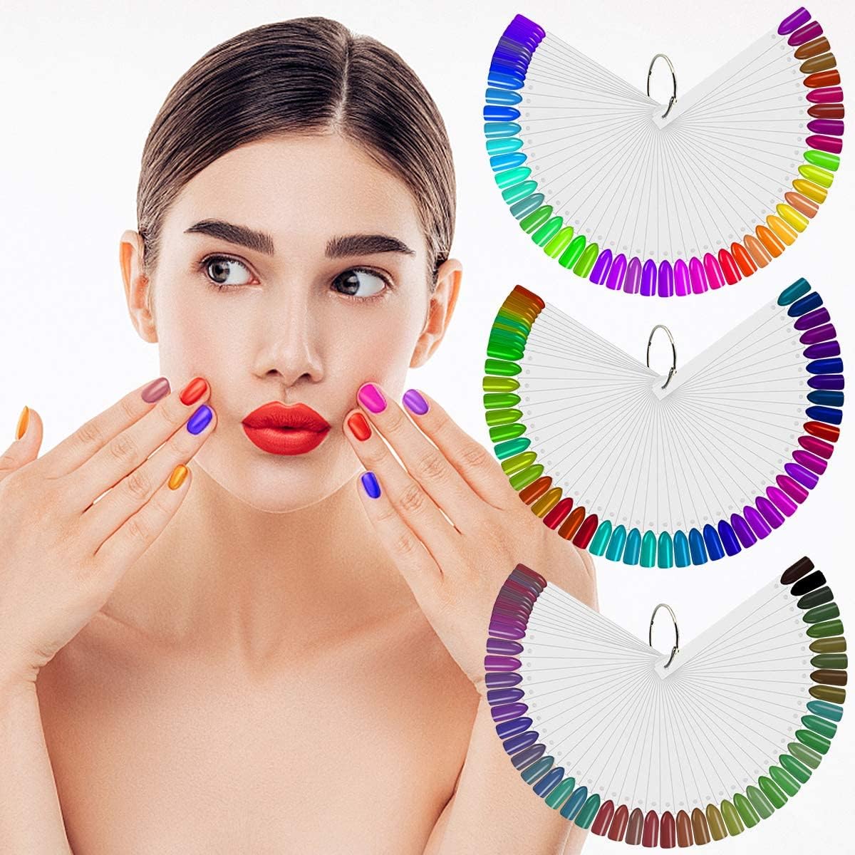 NAILWIND 100-Piece Fan-Shaped False Nail Display Sticks - Natural Nail Art Polish Practice Tips for DIY & Salon Use - Perfect for Nail Color Swatching, Salon Training & Home Manicure Practice