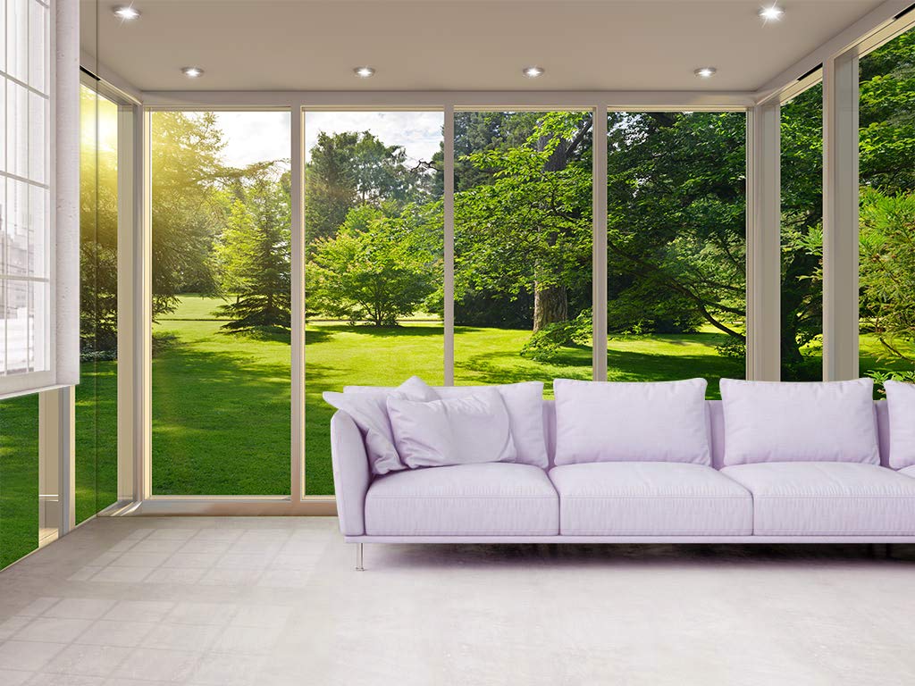 FLFK 3D Peel and Stick Wallpaper - Sunshine Green Lawn Forest Landscape Self-Adhesive Large Poster (118