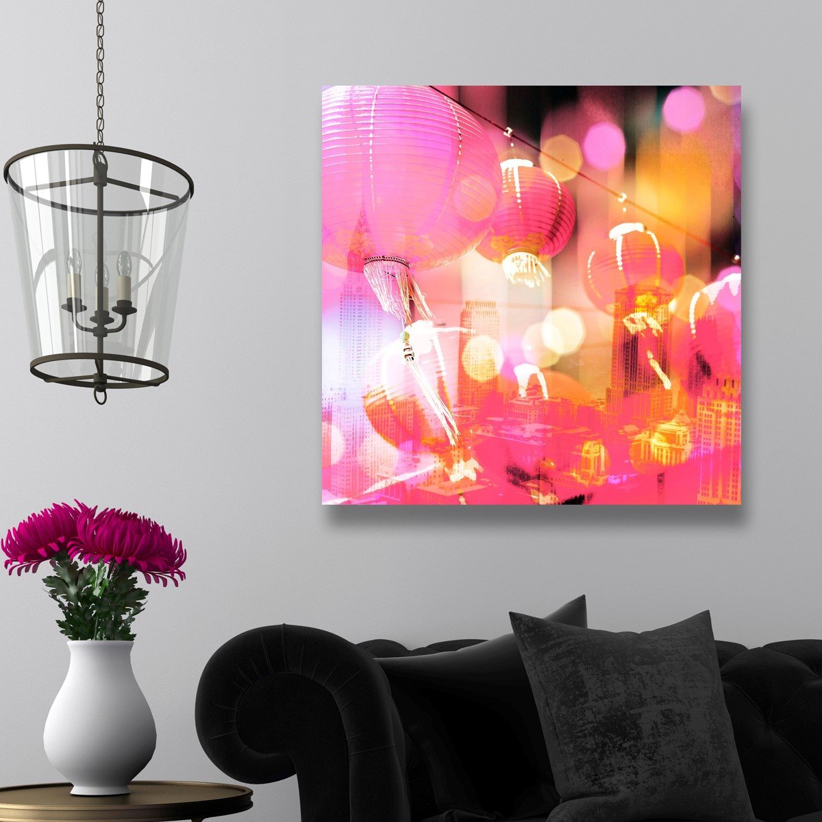 Bright City Lights Wall Art Canvas Prints - Modern Urban Skyline Decor for Living Room, Bedroom & Office