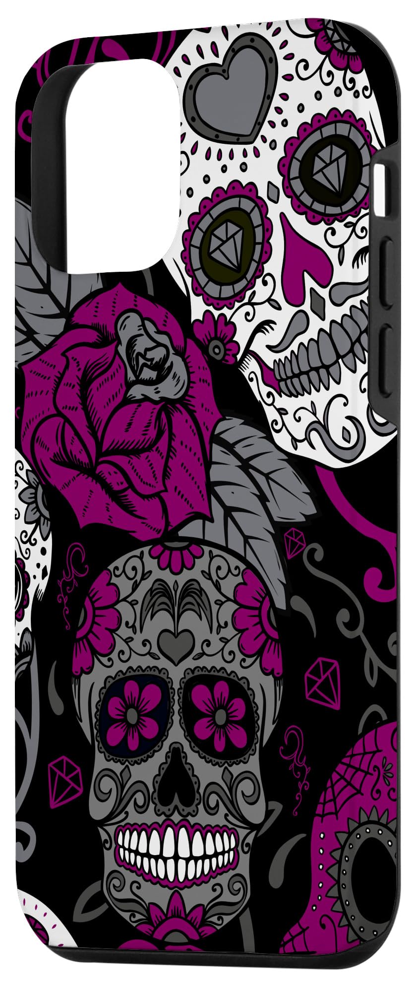 Trendy Mexican Day of the Dead Purple Sugar Skulls iPhone 12 Mini Case - Durable Protective Cover for Everyday Use, Parties & Halloween