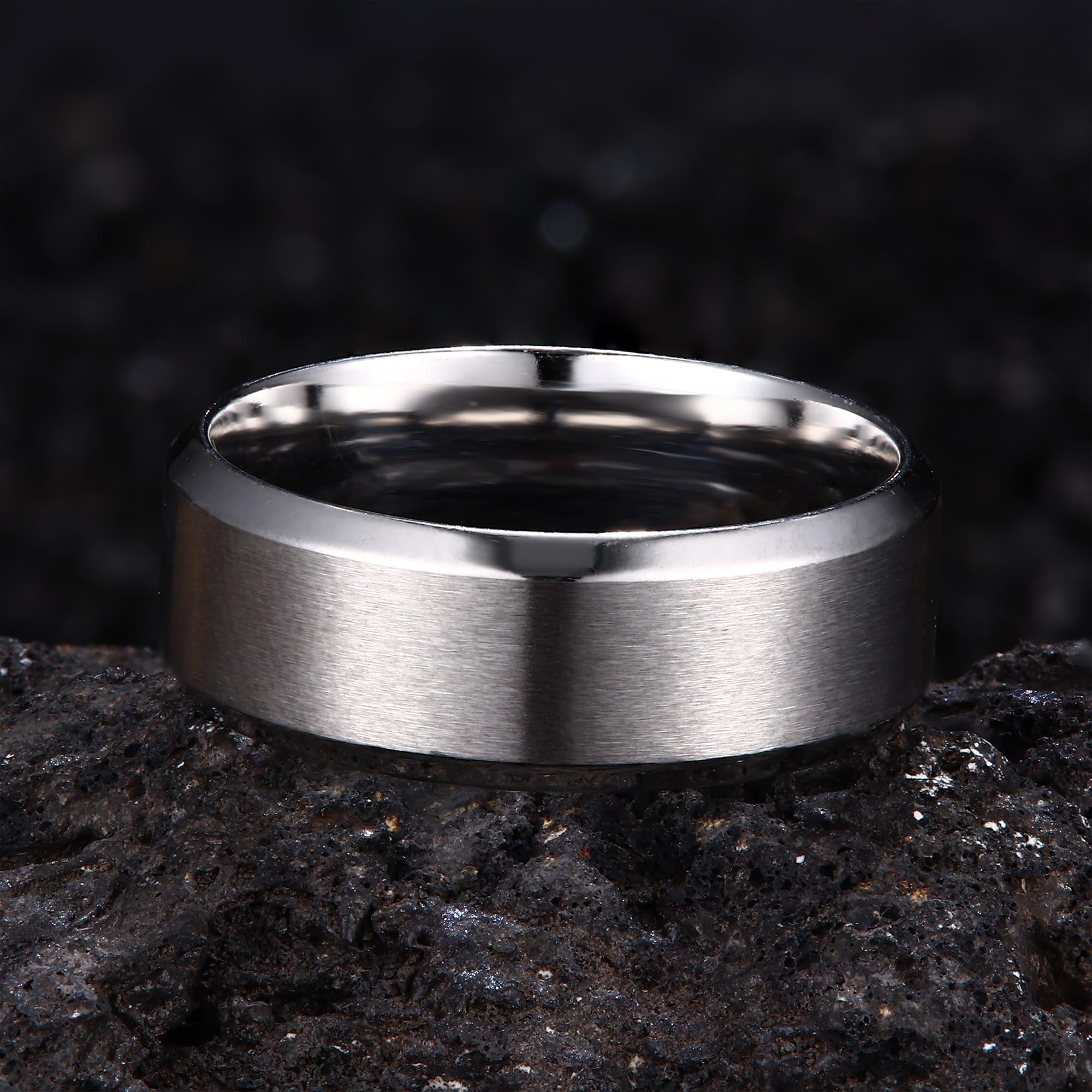 Jstyle 8MM Stainless Steel Wedding Rings for Men - Cool Simple Band Set of 3 Rings | Durable & Hypoallergenic Men's Jewelry for Engagement, Anniversary & Everyday Wear