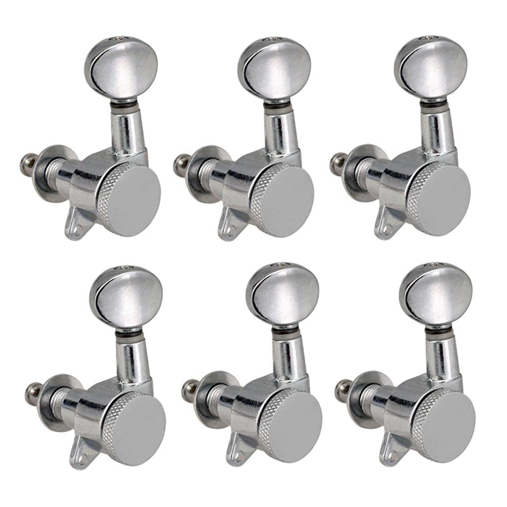 Premium FAKEME Silver Metal Electric Guitar Tuning Pegs - 6L Machine Heads Tuners with Easy Installation | Perfect for Guitar Maintenance, Upgrades & Professional Tuning Stability