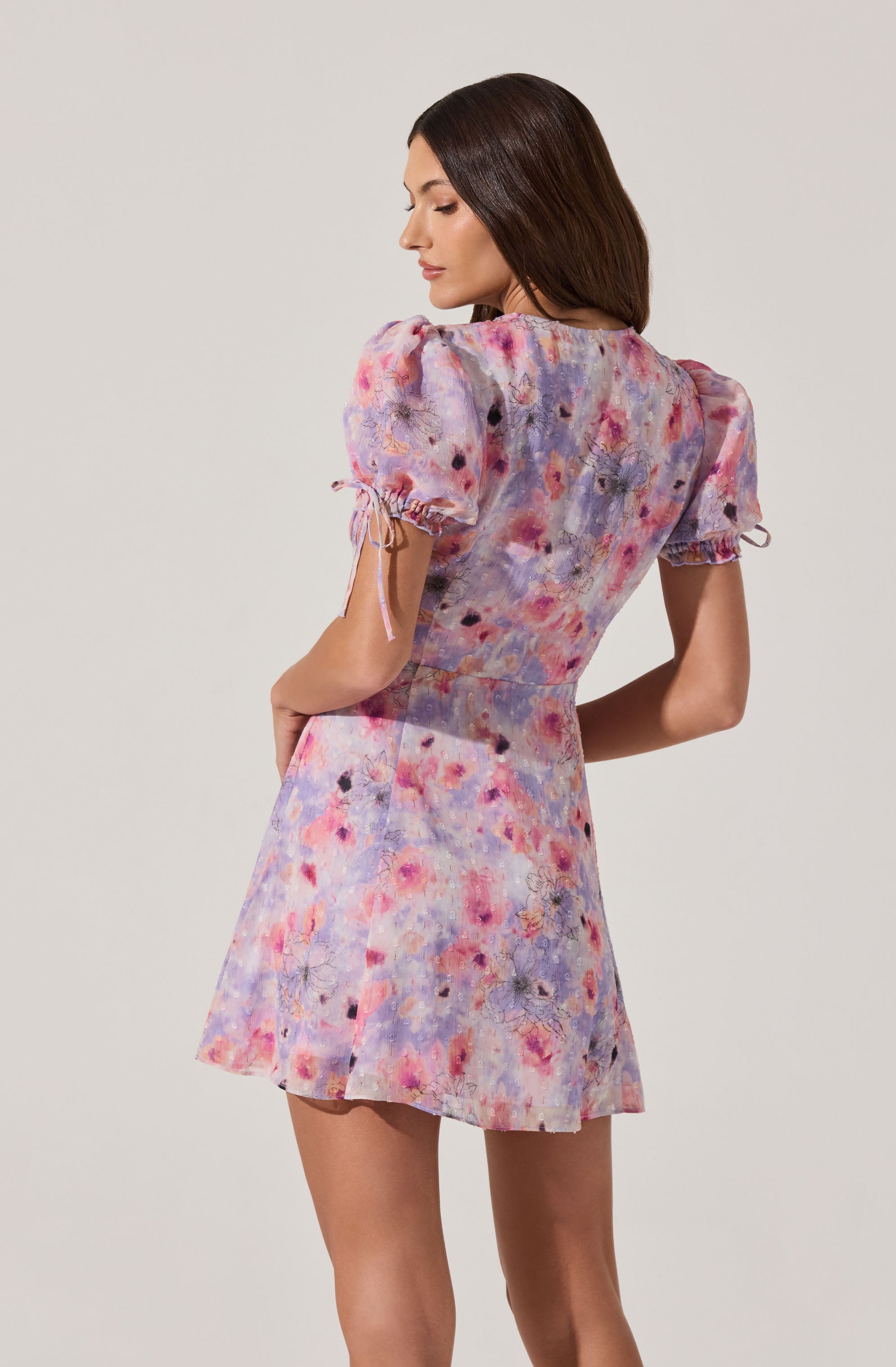 Floral Puff Sleeve Mini Dress - Women's Summer Short Sleeve Party Cocktail Dress for Wedding, Date Night & Vacation