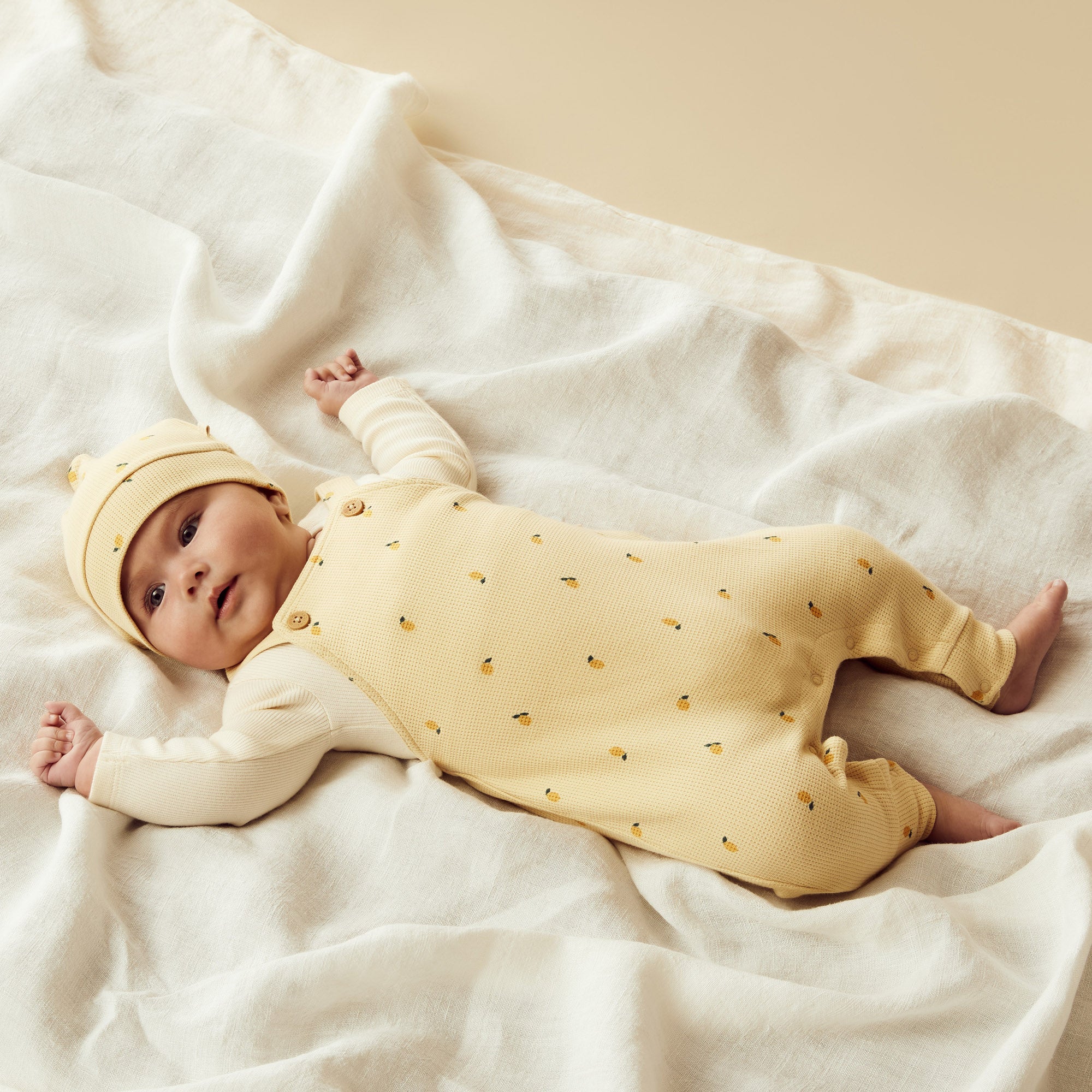 Little Lemon Organic Waffle Knot Hat for Babies - Soft Cotton Newborn Beanie for Boys & Girls - Perfect for Photoshoots, Outings & Gifts