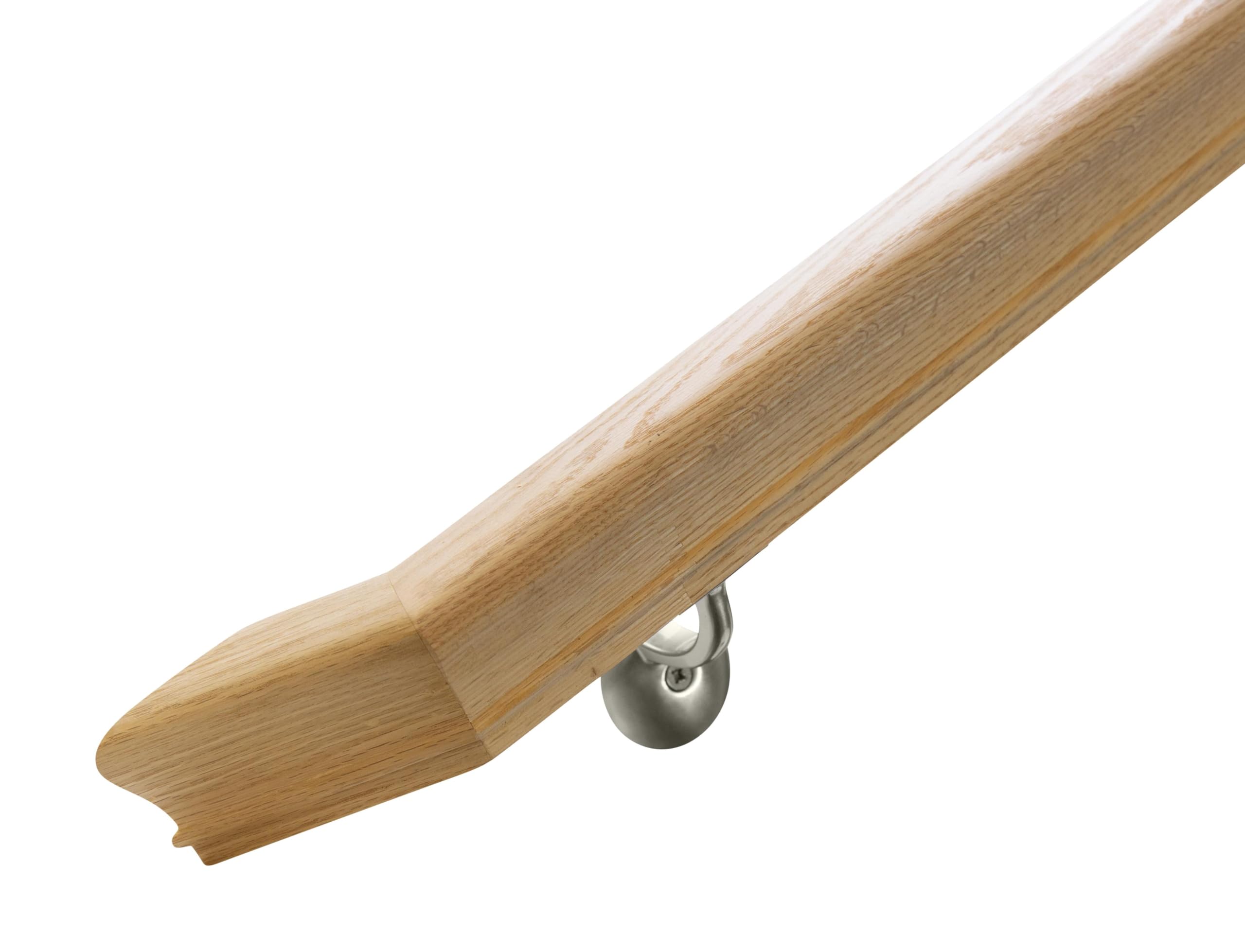 6010 California-Angle Red Oak Handrail Kit - 135° Angle Returns & Wall Mount Brackets - Solid Unfinished Red Oak Wood Stair Railing for Indoor Stairs, Balcony, and Deck Safety