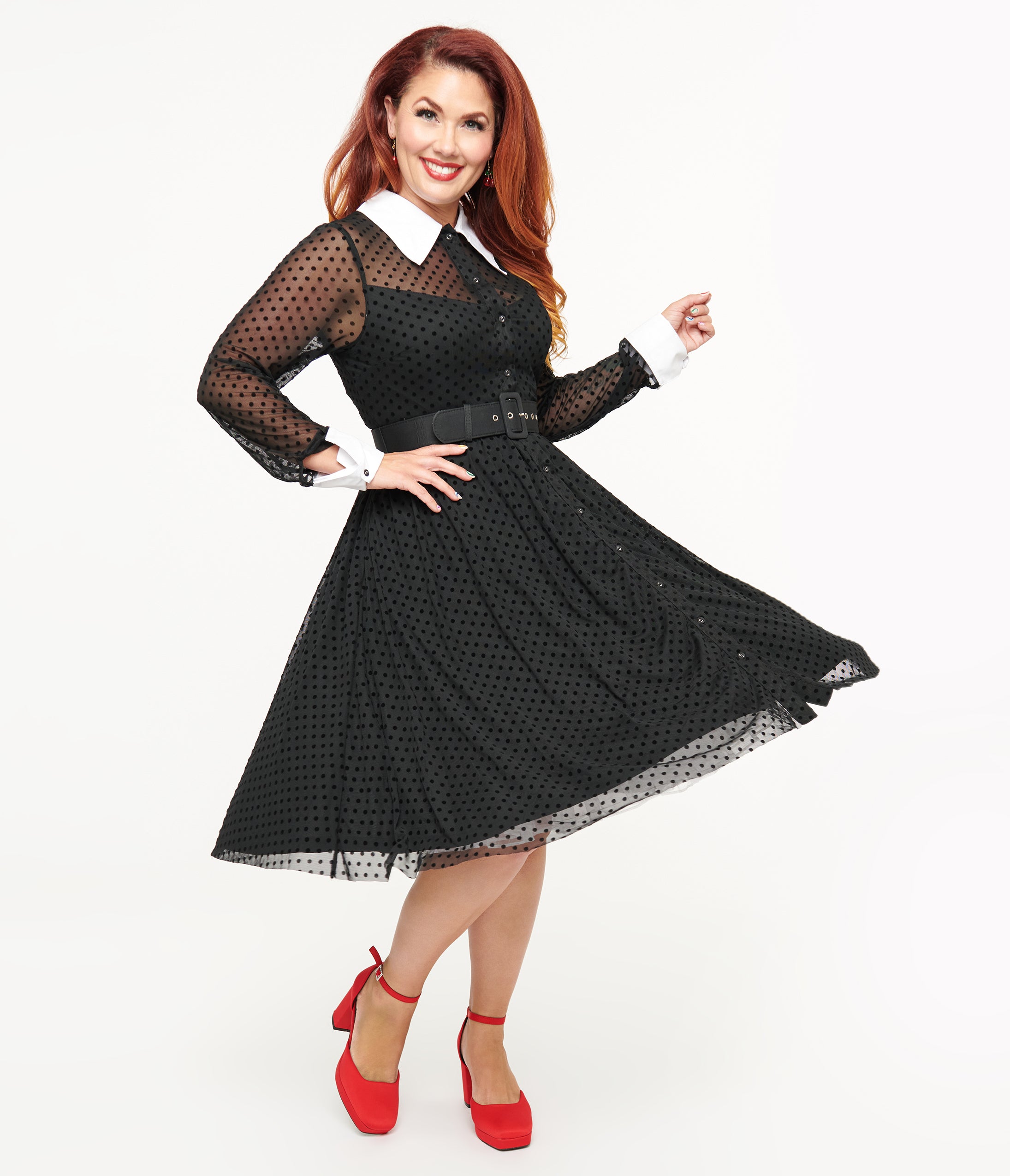 Vintage 1950s Black Polka Dot Swing Dress - Retro Tulle Party Dress for Women | Perfect for Cocktail Parties, Weddings & Special Occasions