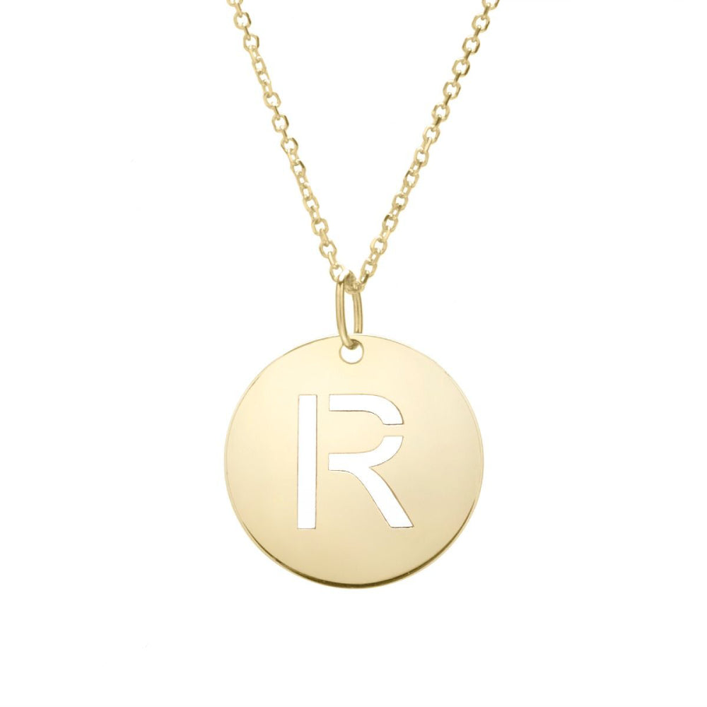 14K Gold Disc Pendant Necklace - Personalized Initial Charm (All Letters A-Z) | Elegant Layering Jewelry for Women, Perfect Gift for Birthday, Anniversary & Valentine's Day