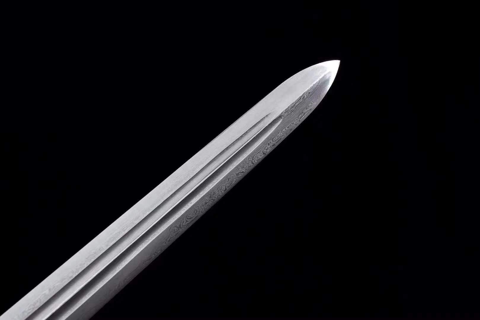 Hand Forged Damascus Steel Phoenix Sword - Real Battle Ready Blade with Wooden Scabbard - Perfect for Medieval Reenactment, Cosplay, and Sword Collectors