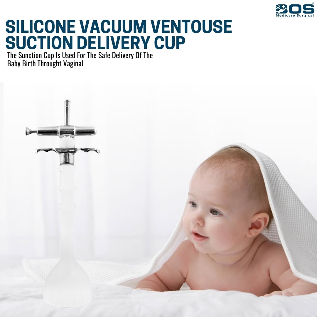 Bos Medicare Surgical Silicone Vacuum Ventouse Suction Delivery Cup - 70mm Large Size for Gynecology & Obstetrics - Ideal for Assisted Vaginal Deliveries & Labor Support