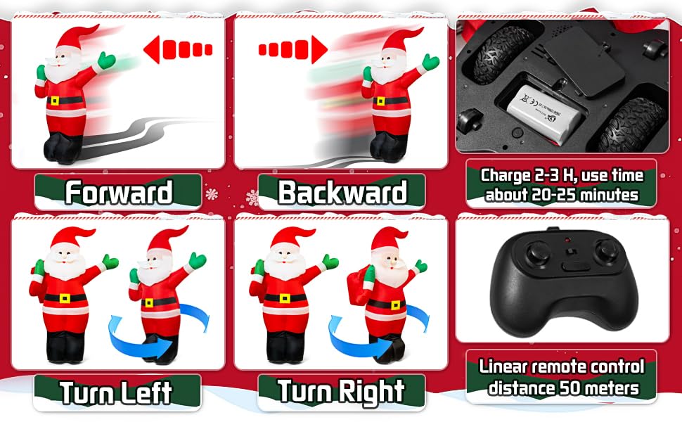 2.4GHz Remote Control Inflatable Santa Claus Toy - Christmas Decorations & Fun Gift for Kids Ages 6-12 | Perfect for Holiday Parties, Indoor/Outdoor Decor & Festive Playtime