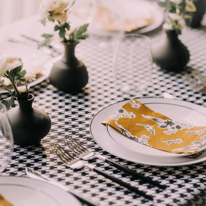 Eco-Friendly Black & White Disposable Paper Buffet Napkins - 20 Pack for Parties, Weddings & Catering Events