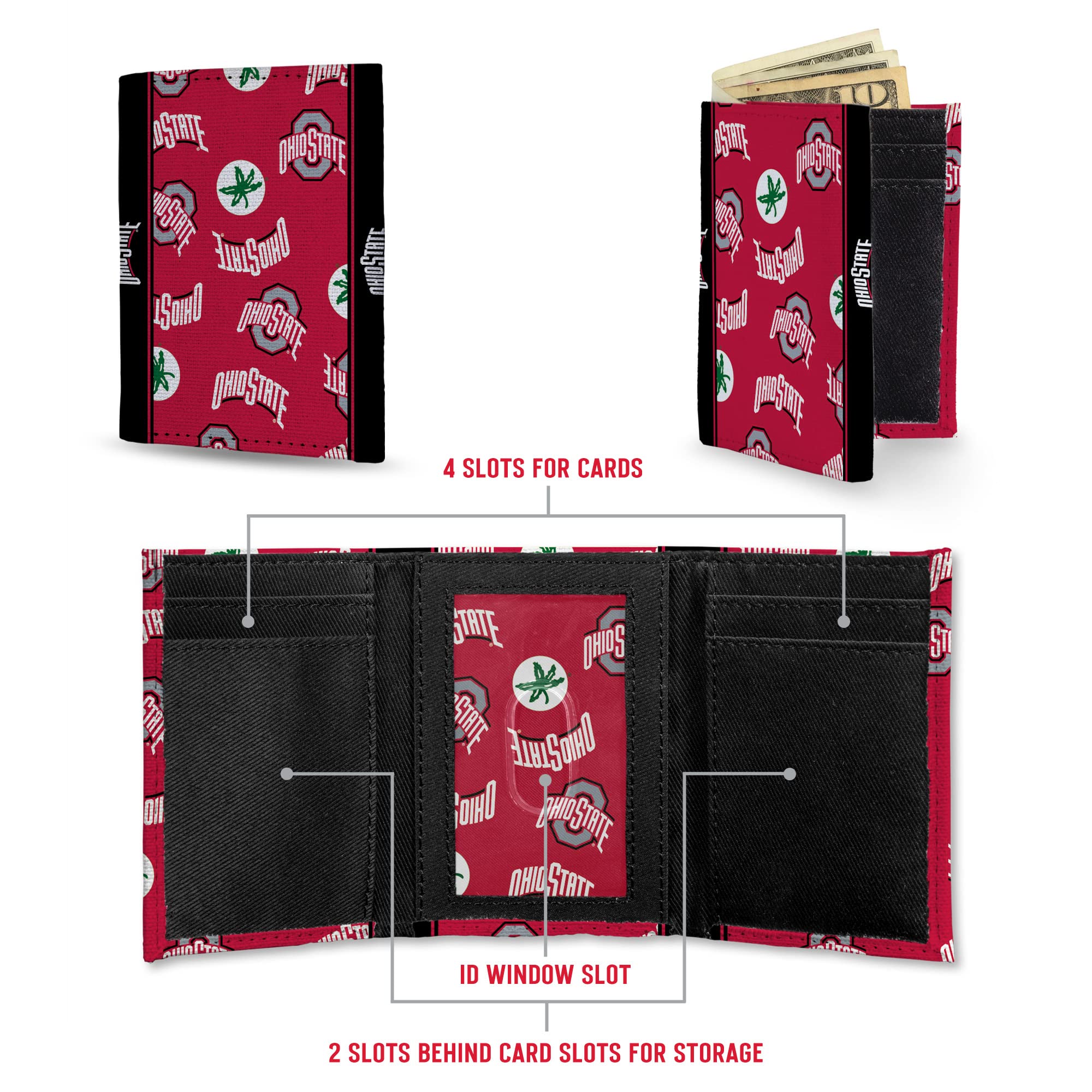 Rico Industries NCAA Canvas Trifold Wallet - Durable College Sports Accessory for Men | Perfect for Game Day, Campus Life & Everyday Use