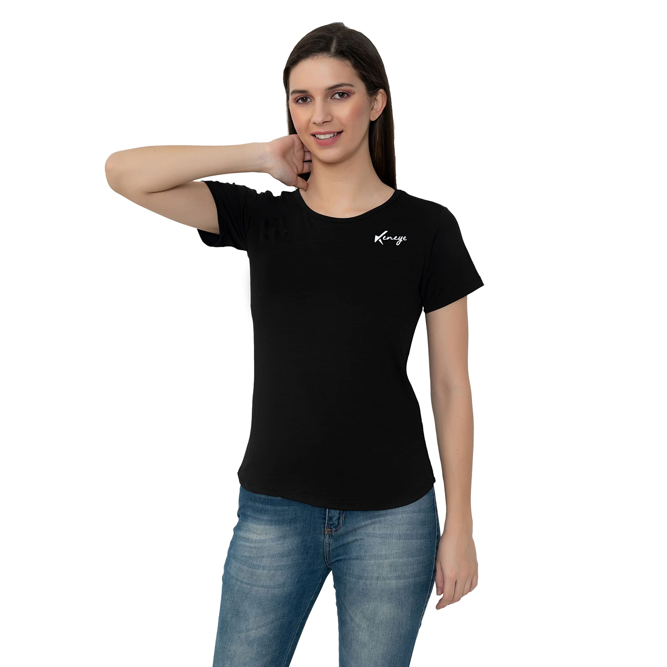 Keneye® Women's Quick-Dry Crush Lycra Workout T-Shirts - Breathable Gym & Running Tops, Half Sleeve Dry Fit Tees for Fitness & Active Lifestyle | Yoga, Jogging, Cross Training & Casual Wear