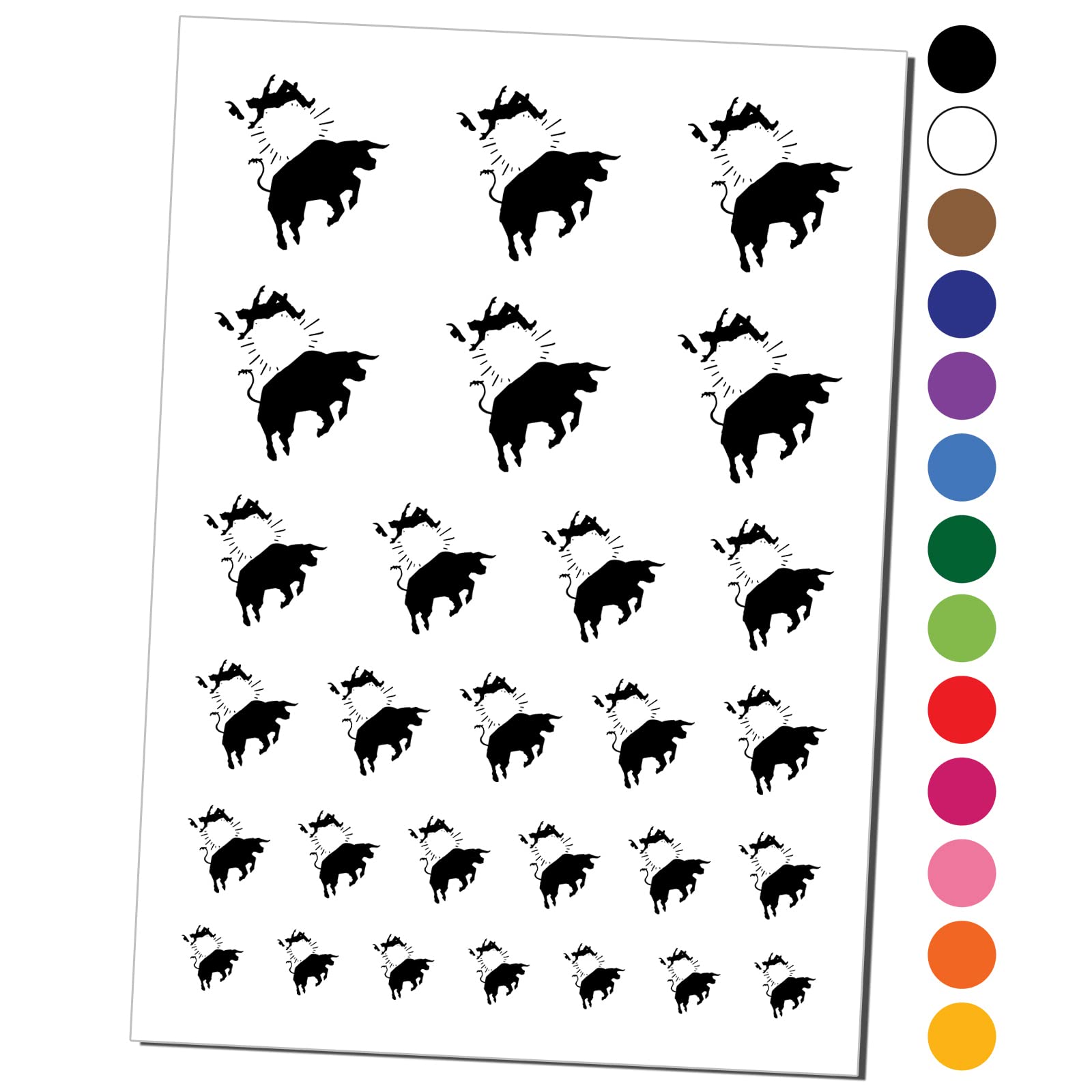 Rodeo Bull Bucking Cowboy Temporary Tattoos - Waterproof Fake Body Art Set (Black, 1 Sheet) | Western Party, Halloween Costume, Rodeo Events & Themed Parties