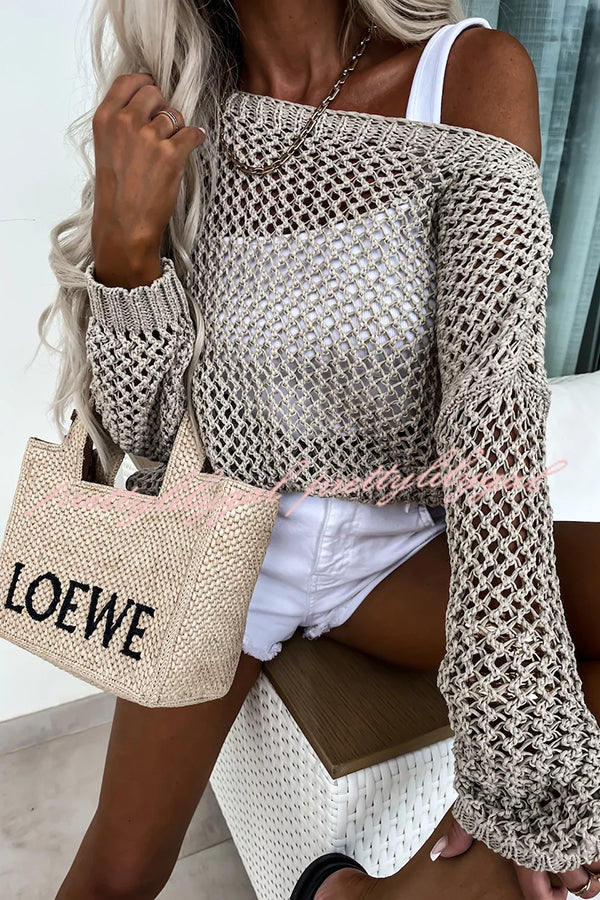 Stylish Long Sleeve Beach Cover Up - Breathable Hollow Loose Top for Women | Perfect for Vacation, Poolside, and Summer Outings