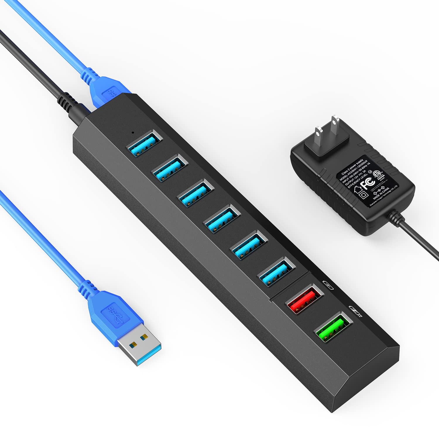 8-Port USB 3.0 Hub with Fast Charging - for Laptop, PC & Mac