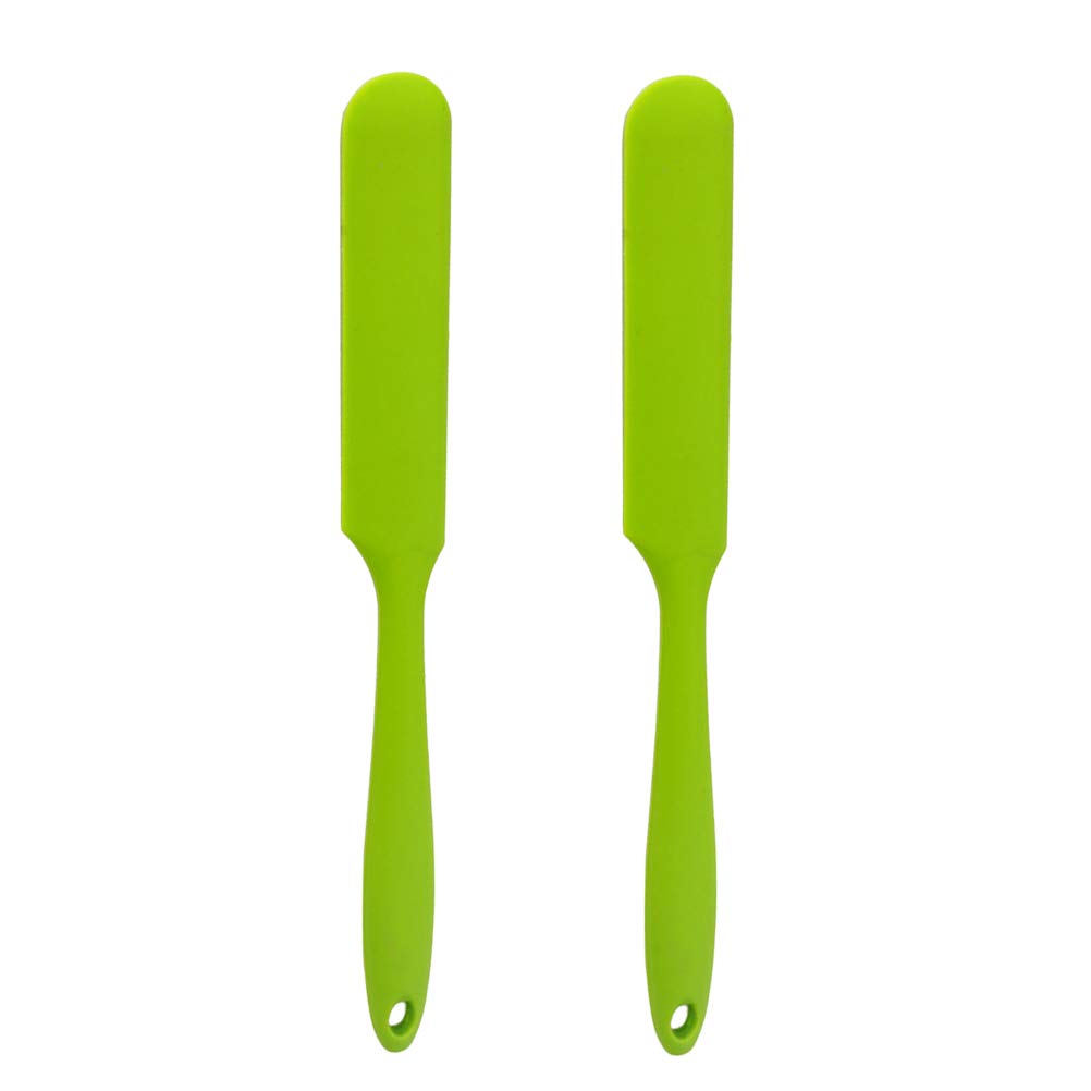 Hemoton Premium 2-Piece Long Handle Silicone Spatula Set - Heat Resistant Baking Tools for Cake Mixing, Dough Scraping & Frosting - Ideal for Home Bakers & Professional Pastry Chefs (Green)