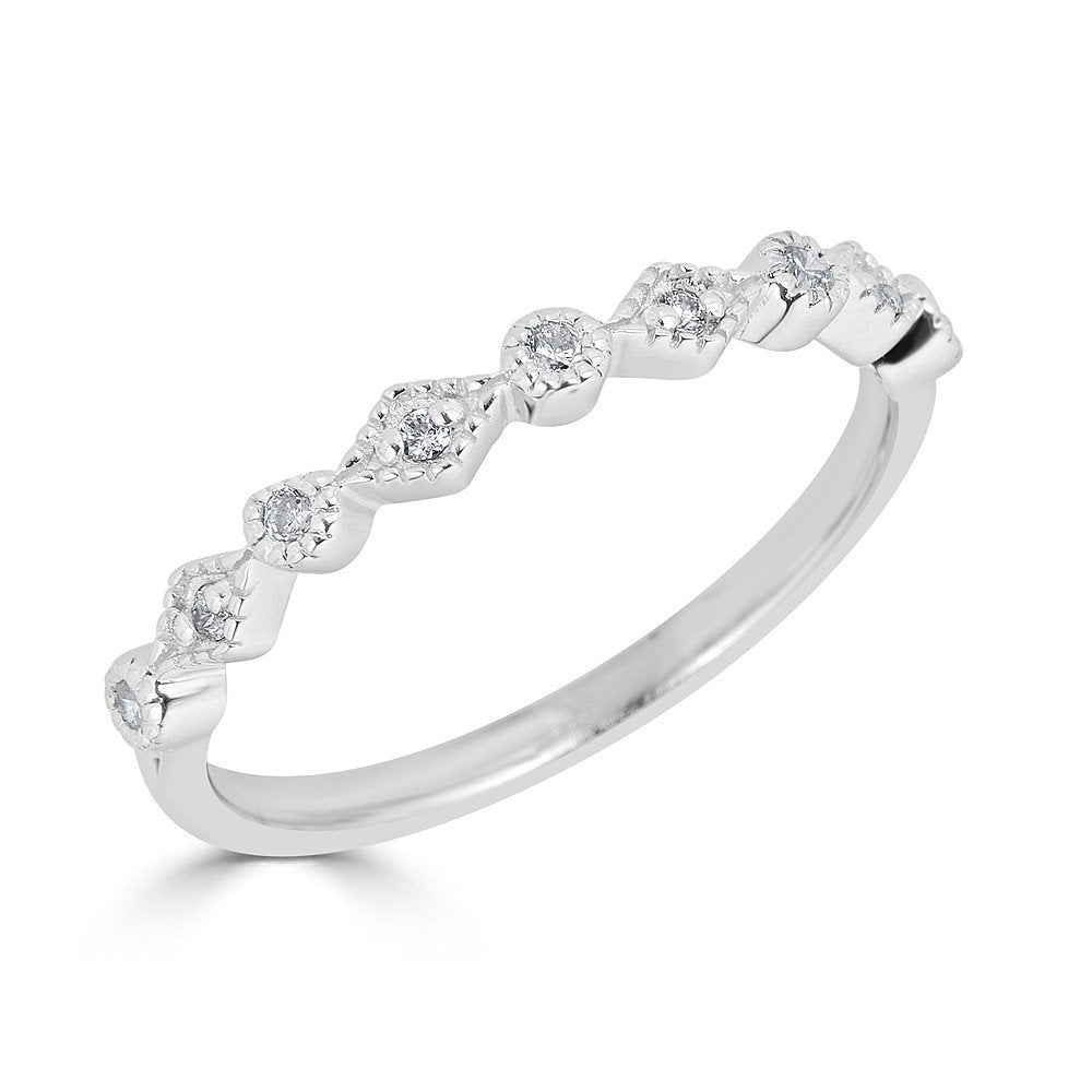 14KT Gold 1/10 CTW Diamond Alternating Shape Band Ring for Women - Elegant Stackable Wedding Band, Anniversary Gift & Everyday Jewelry for Special Occasions