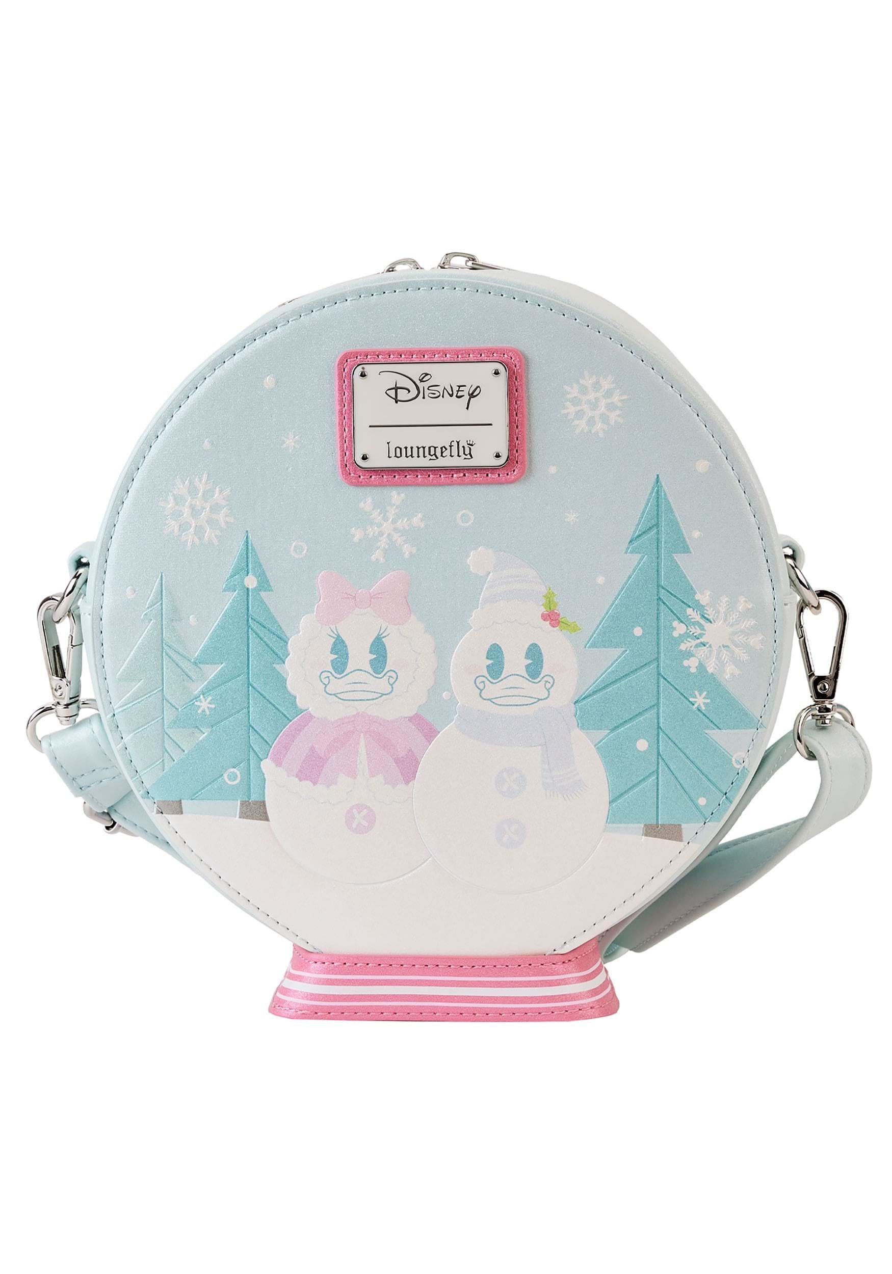 Loungefly Disney Mickey and Friends Winter Snowglobe Crossbody Bag - Cute Mini Backpack Purse for Women & Girls - Perfect for Holidays, Christmas Gifts, and Disney Park Visits