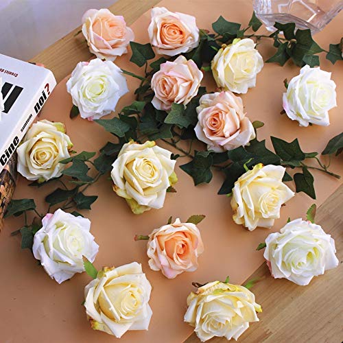 10pcs Realistic Artificial Silk Rose Flower Heads - 7cm Diameter Pink Dried Flowers for Wedding Wall Decor, Home Background, Party Arrangement & DIY Crafts