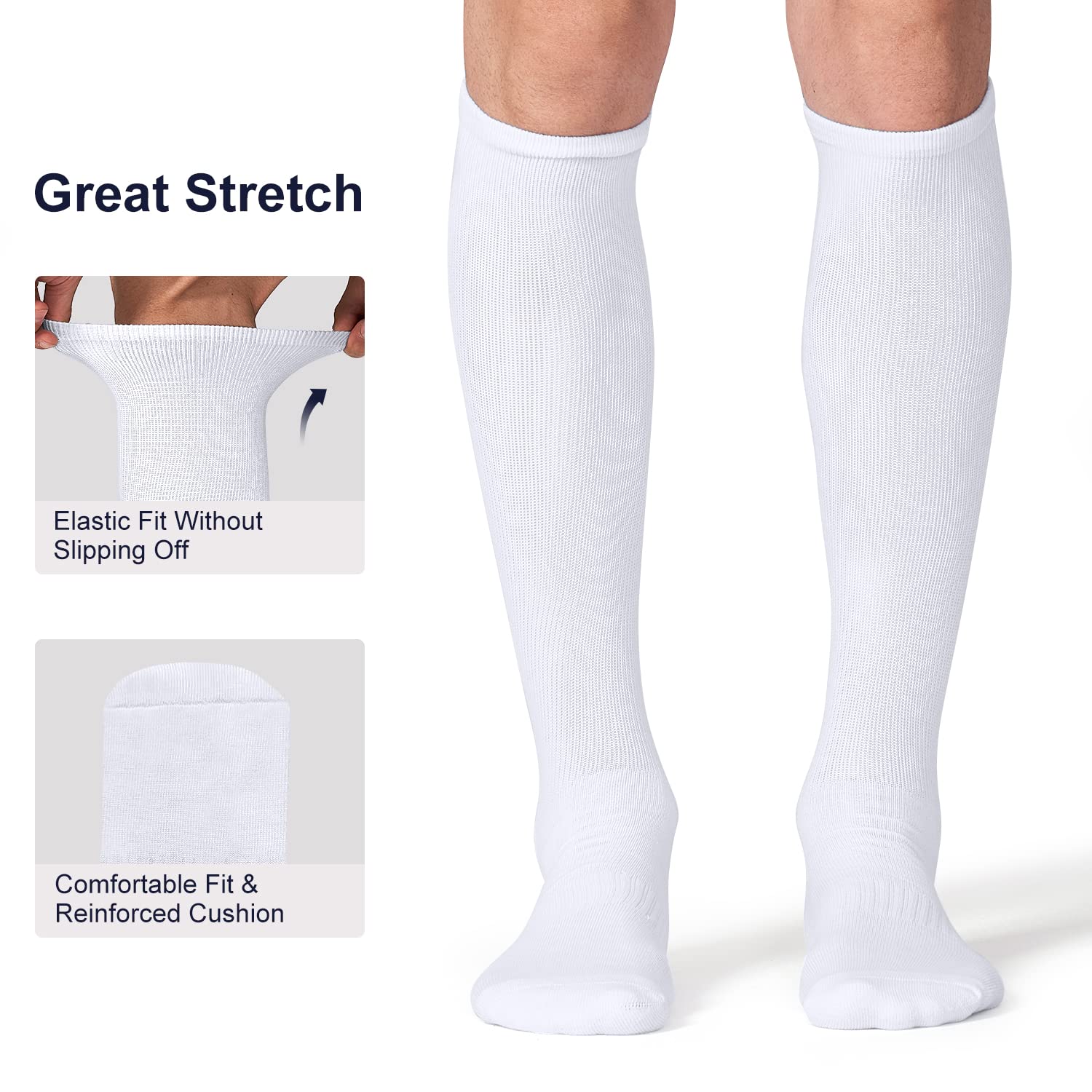 FITRELL 2/3 Pack Baseball Soccer Softball Socks for Kids Youth Men & Women - Over-the-Calf Knee High Athletic Socks (Multiple Colors) - Perfect for Sports, Training & Casual Wear
