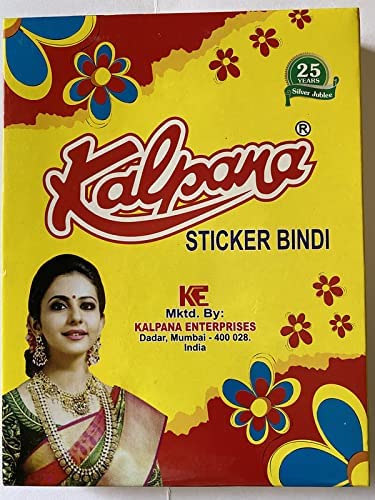 Kalpana Bindi Deep Red Oval Sticker Kumkum - Pack of 12 | Traditional Indian Forehead Sticker for Women | Perfect for Festivals, Weddings & Cultural Events