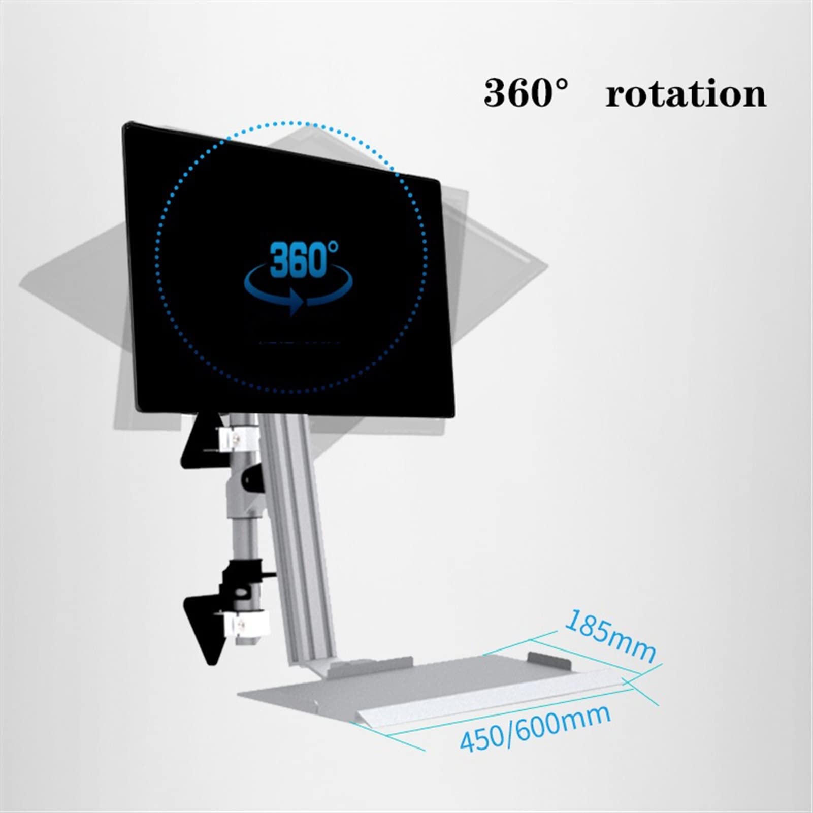 Adjustable Monitor Stand with Foldable Keyboard Tray - VESA 75x75/100x100mm Wall Mount & Desk Mount - Ergonomic Sit-Stand Workstation for Home Office, Gaming & Industrial Use