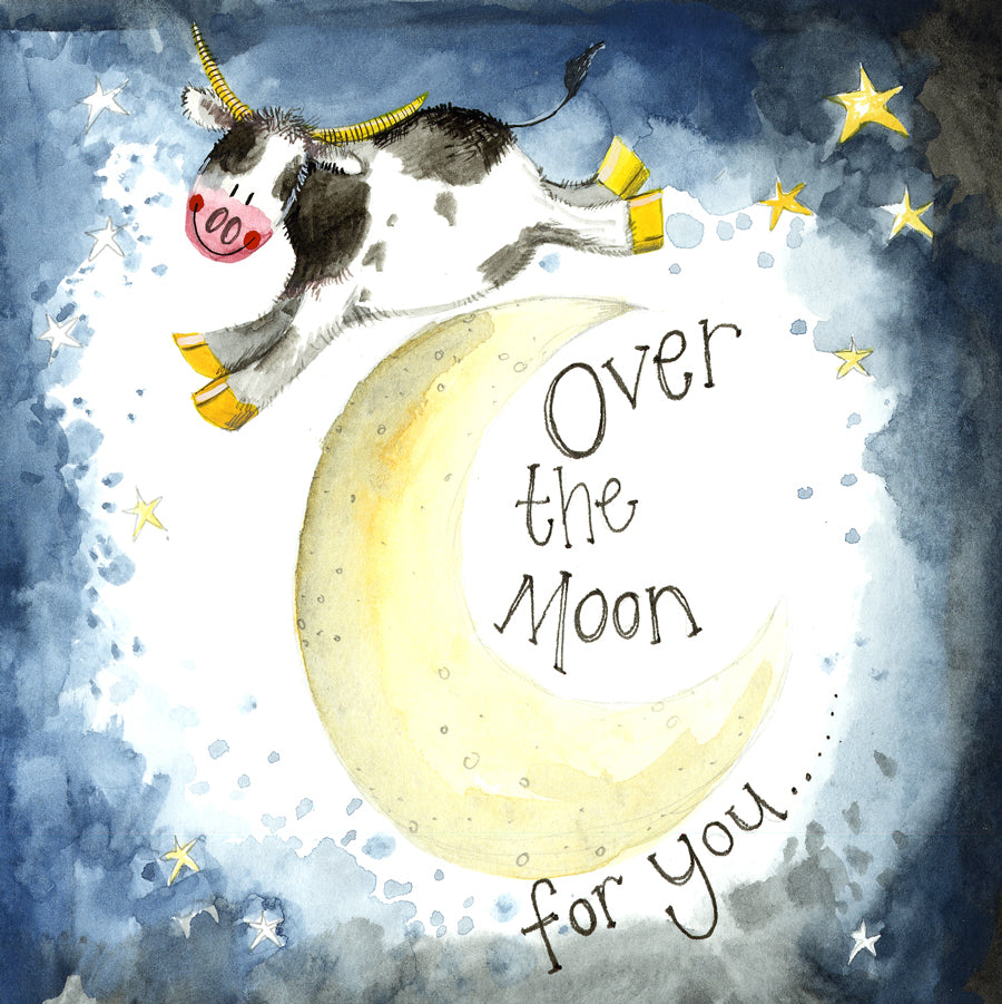 Alex Clark Greeting Card - Moon and Starlight Design - Small Blank Note Cards for Birthdays, Thank You, and Special Occasions