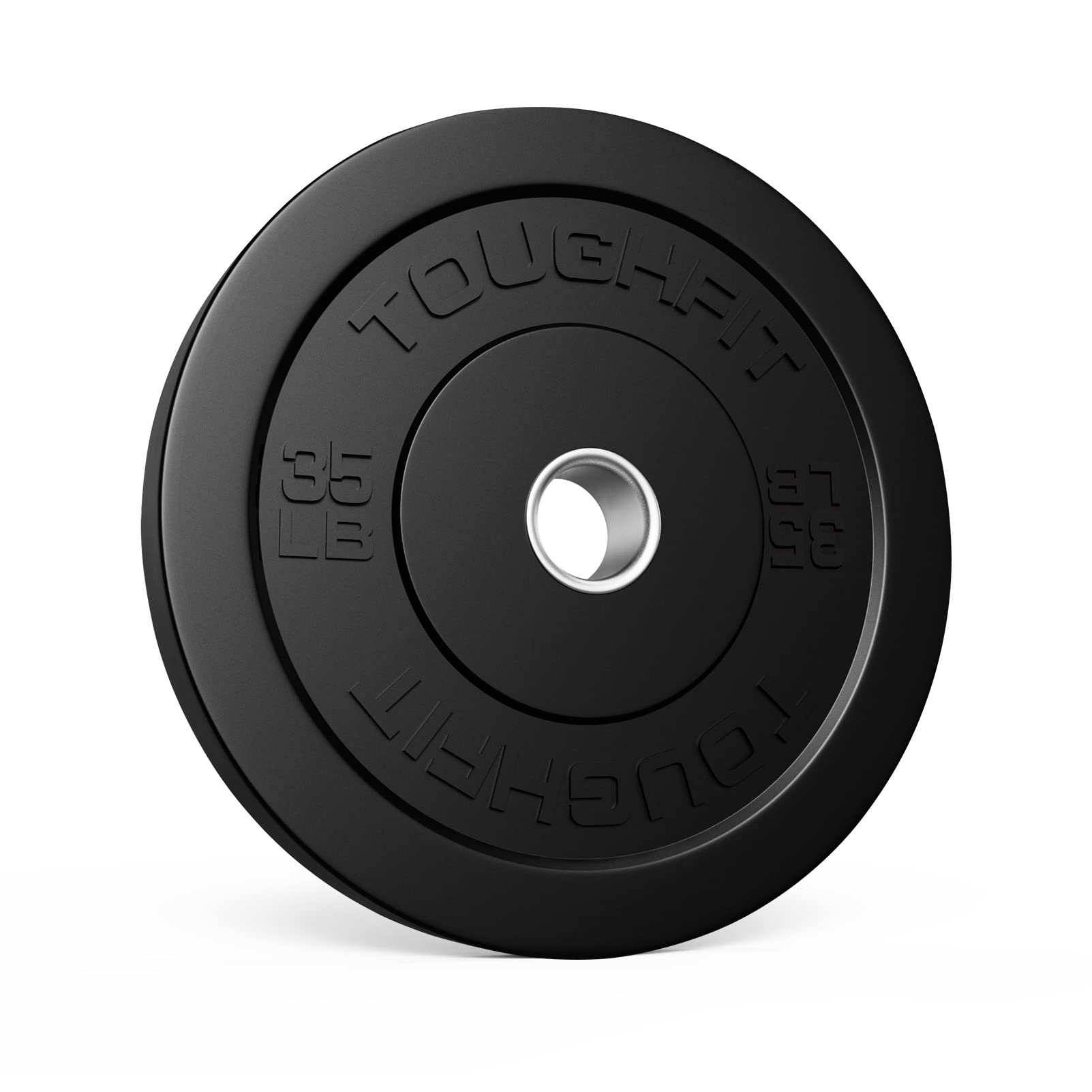 Olympic Bumper Plates with Steel Insert - 2 Inch Rubber Weight Plates for Strength Training & Muscle Toning - Pure Black (Single, Pair, or Full Set) - Perfect for CrossFit, Home Gym & Powerlifting Workouts