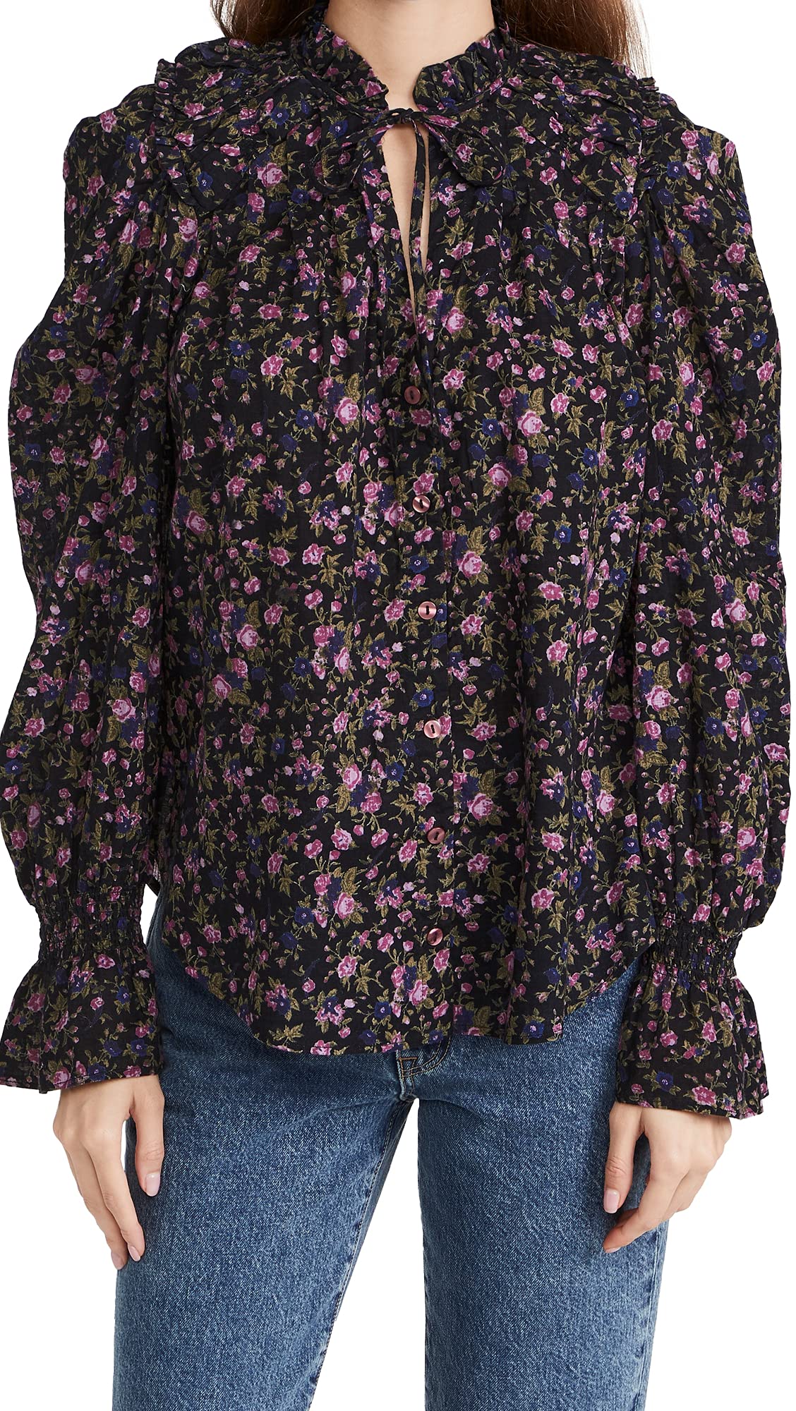 Free People Meant to Be Blouse - Women's Boho Floral Print Long Sleeve Shirt | Perfect for Casual Outings, Date Nights & Music Festivals