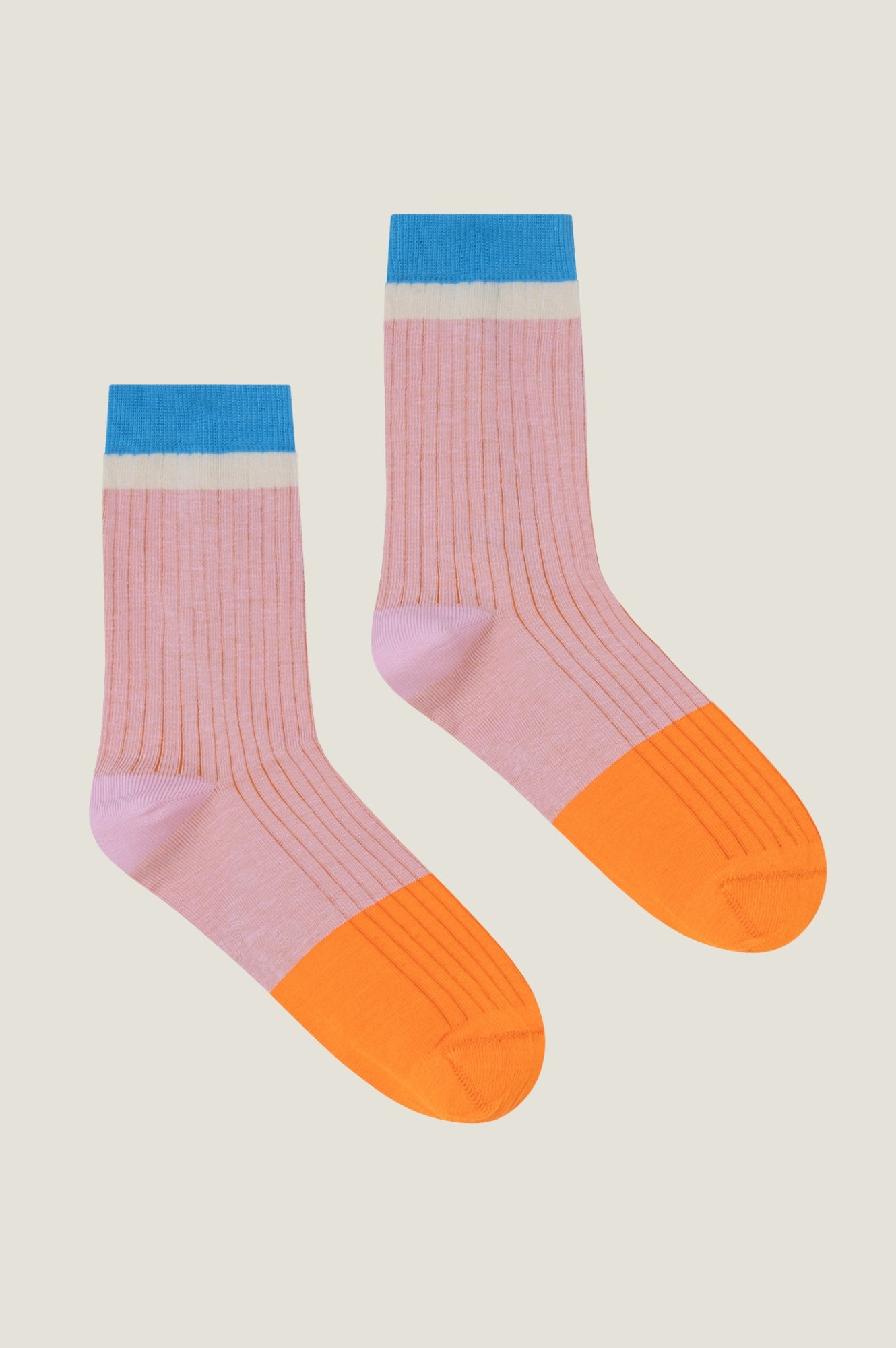 Striped Ribbed Socks for Women - Soft Comfortable Ankle Socks in Pink & Blue - Perfect for Casual Wear, Running, and Everyday Use