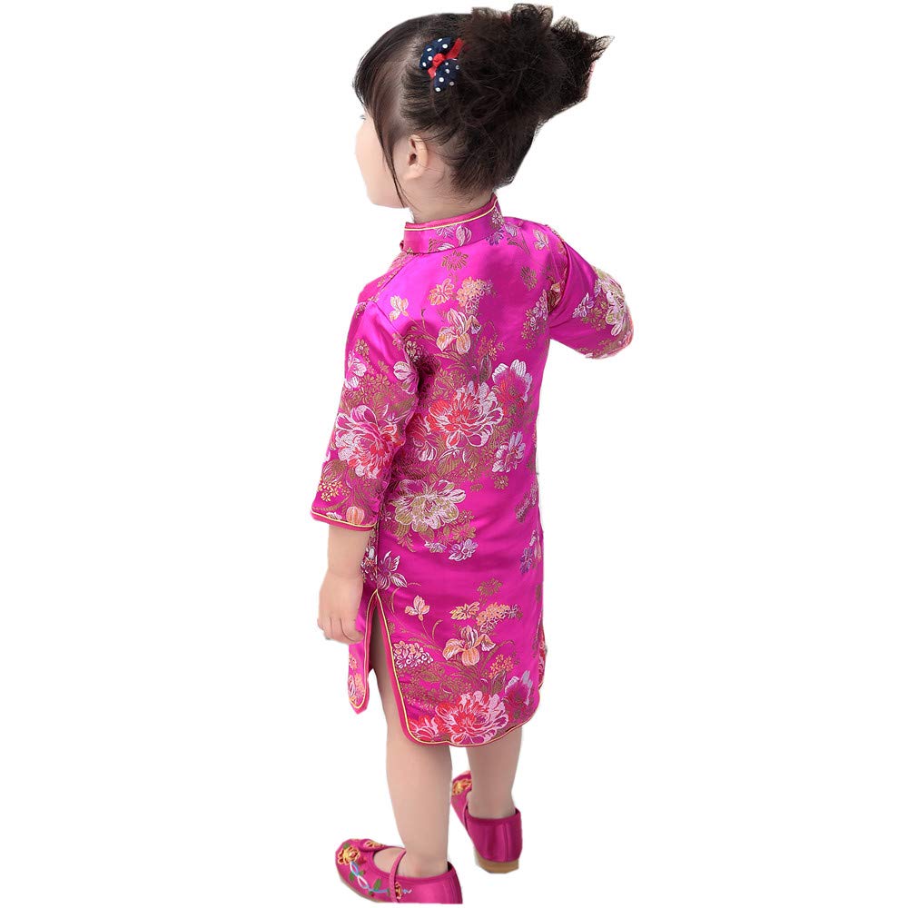 Elegant Peony Rose Qipao Cheongsam Dress for Women - Half Sleeve Chinese Traditional Wedding Dress & Birthday Party Costume | Perfect for Bridal Shower, Tea Ceremony, and Cultural Events