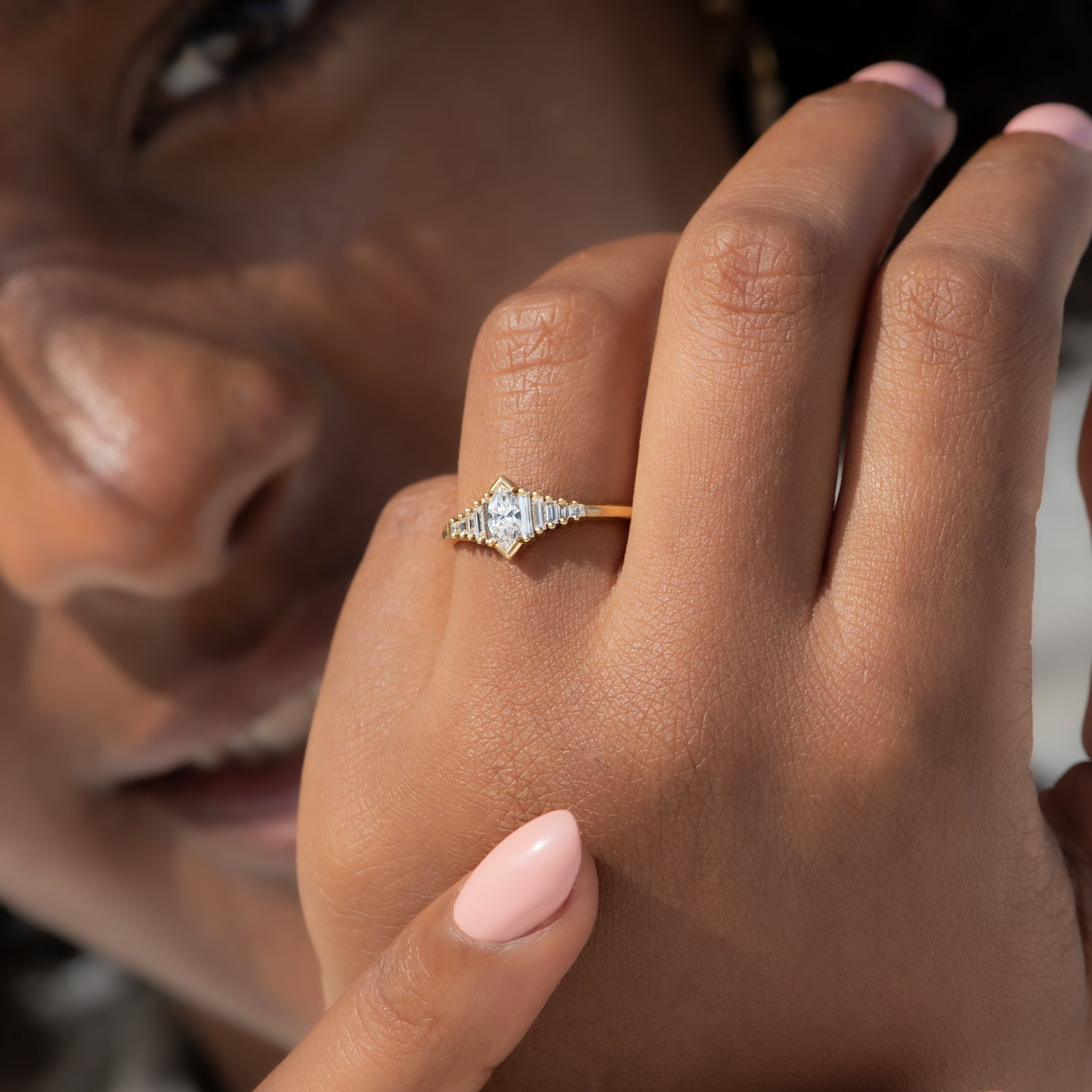Elegant Marquise Diamond Engagement Ring for Women - Vintage Inspired Wedding Band, Perfect for Proposals, Anniversaries & Special Occasions