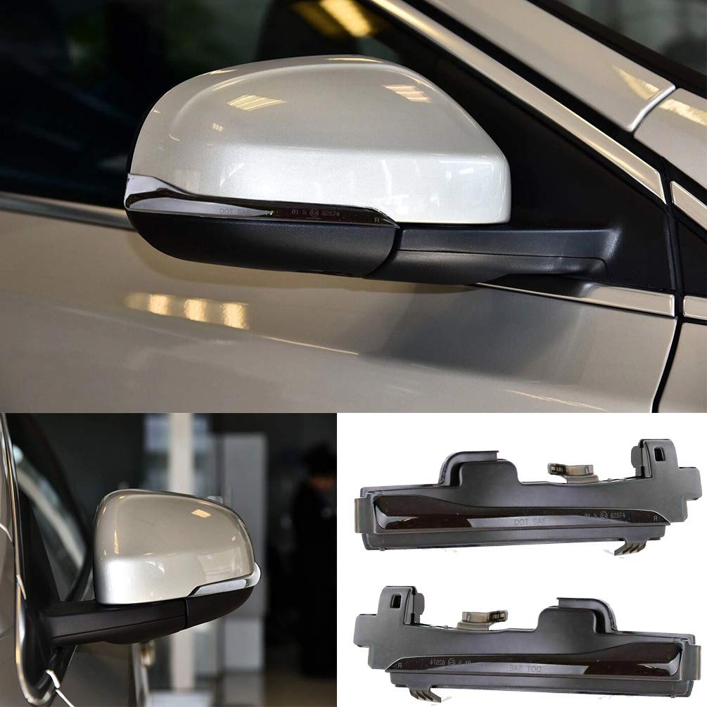 Dynamic LED Side Mirror Blinker Lamps for Volvo S60 CC II, S80 II, V40 CC II, V60 CC, V70 III - Smoked Lens Amber Turn Signal Lights Kit (OEM Replacement) - Enhance Safety & Style for Night Driving & Parking