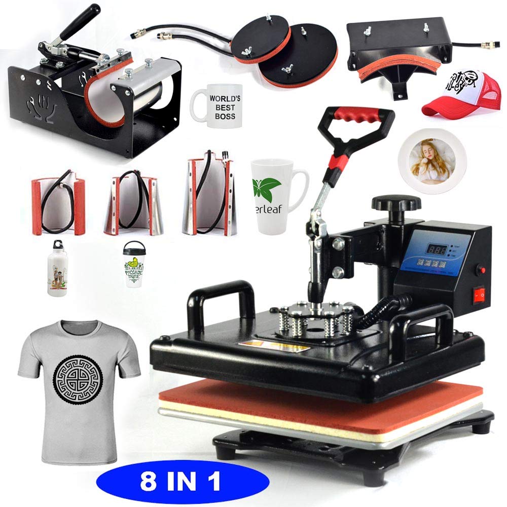 8 in 1 Digital Heat Press Machine for T-Shirts, Mugs, Plates, Caps & Cups - Swing Away Sublimation Heat Transfer Printing Machine | Perfect for DIY Crafts, Custom Apparel & Personalized Gifts