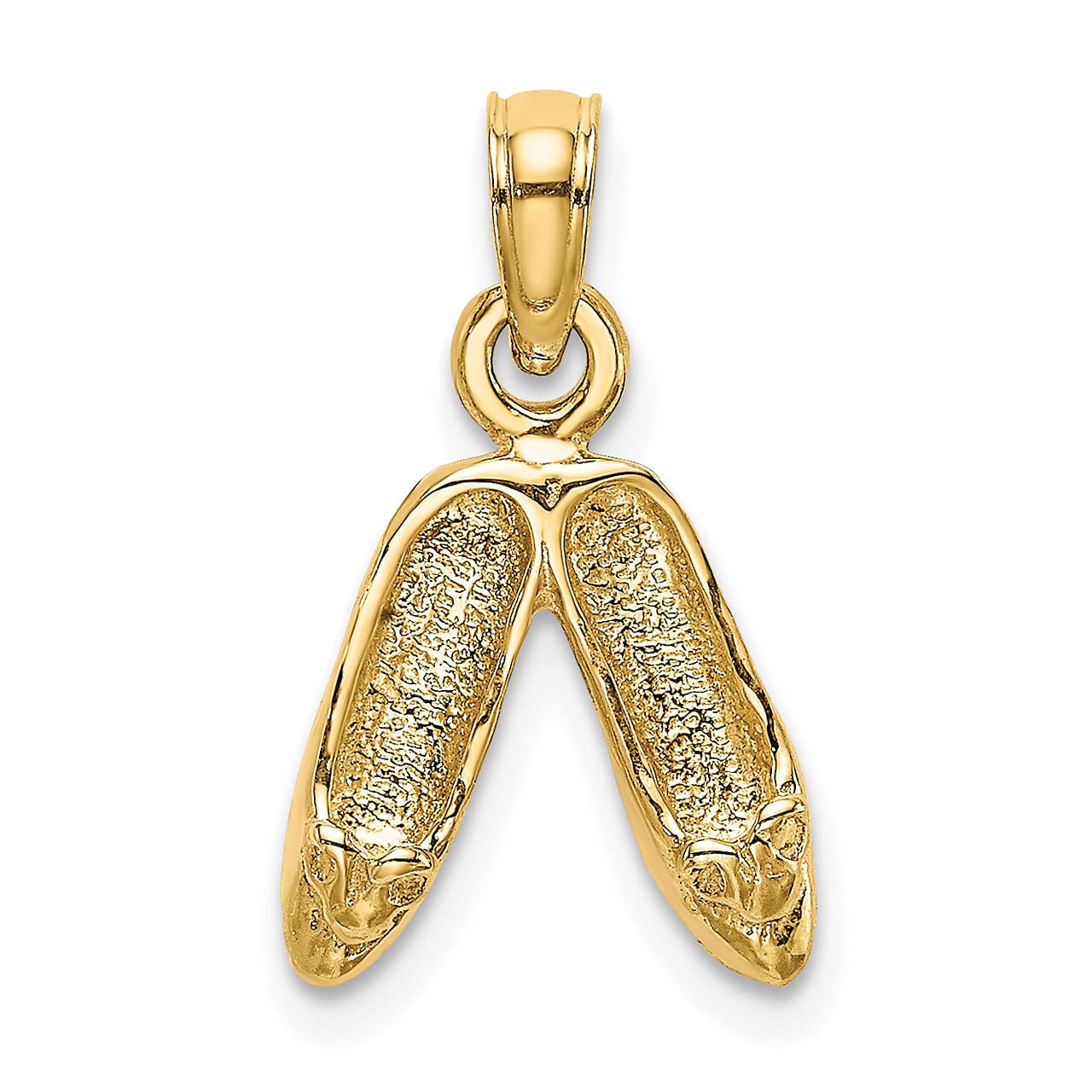 14K Gold Polished Textured Ballerina Slippers Charm - Dainty Ballet Jewelry for Necklace & Bracelet - Perfect Gift for Dancers, Ballet Lovers & Special Occasions