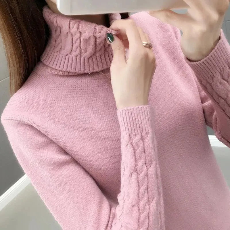 V-Neck Turtleneck Sweater for Women - Soft & Warm Winter Pullover - Perfect for Office, Casual Outfits & Holiday Gatherings