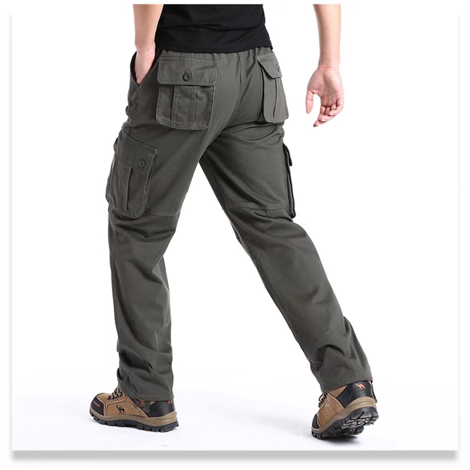 Men's Camo Cargo Work Pants - 6 Pocket Cotton Combat Trousers for Outdoor & Job Site